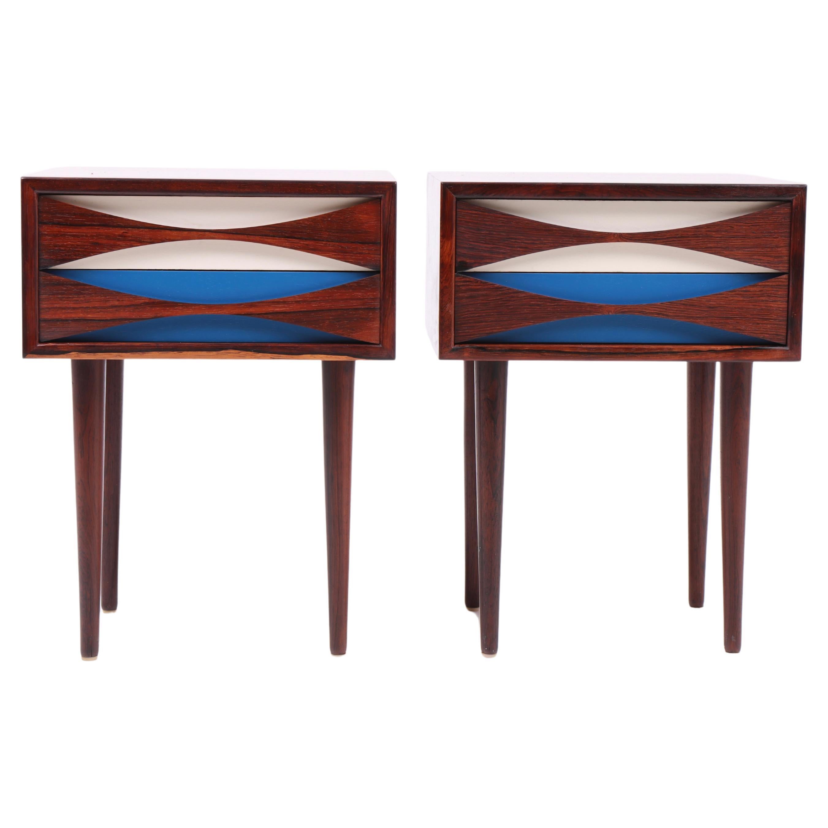 Pair of Rare Midcentury Nightstands in Rosewood by Niels Clausen, 1960s For Sale