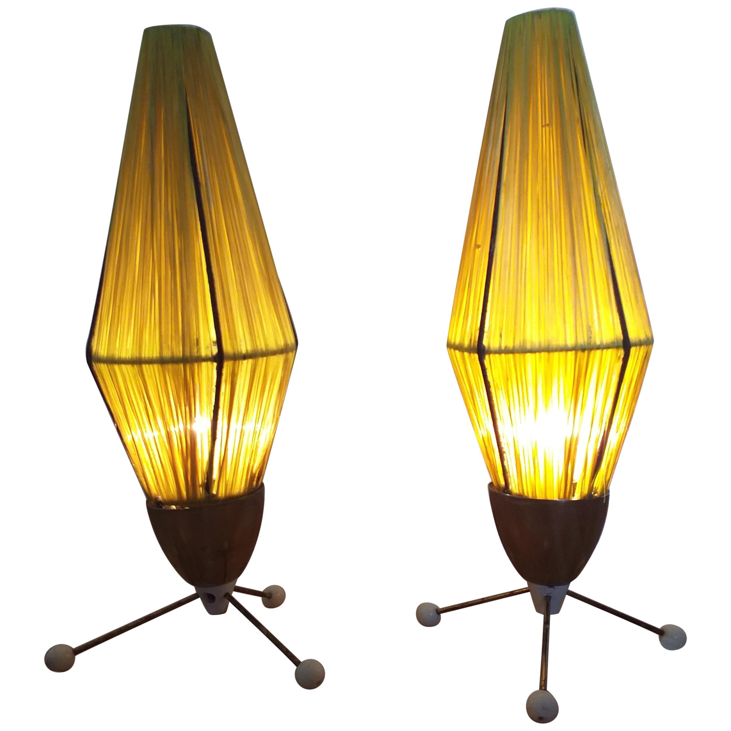 Pair of Rare Midcentury Table Lamps Rocket, 1960s For Sale