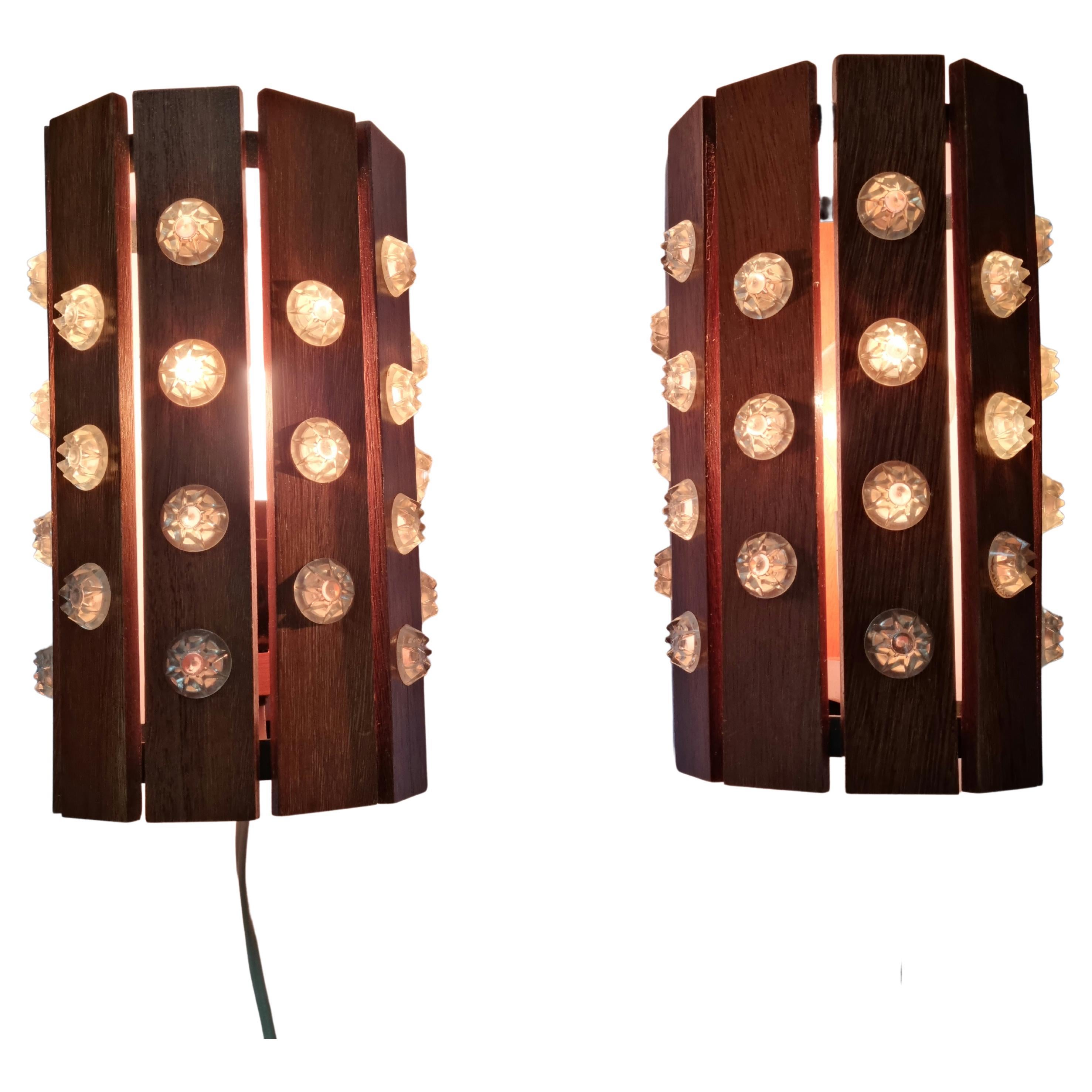 Mid-Century Modern Pair of Rare Midcentury Wall Lamps, Verner Schou, Denmark, 1970s For Sale