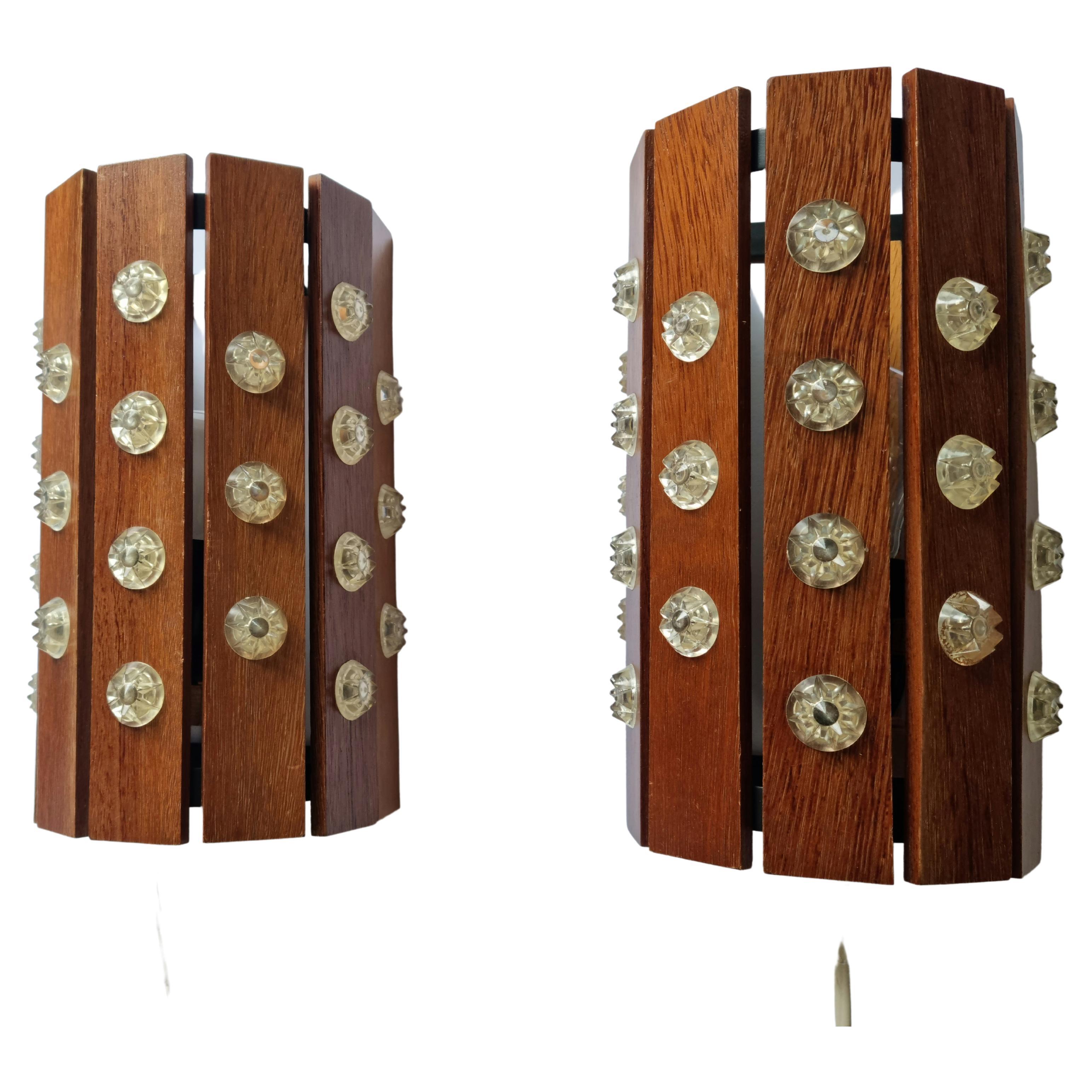 Danish Pair of Rare Midcentury Wall Lamps, Verner Schou, Denmark, 1970s For Sale