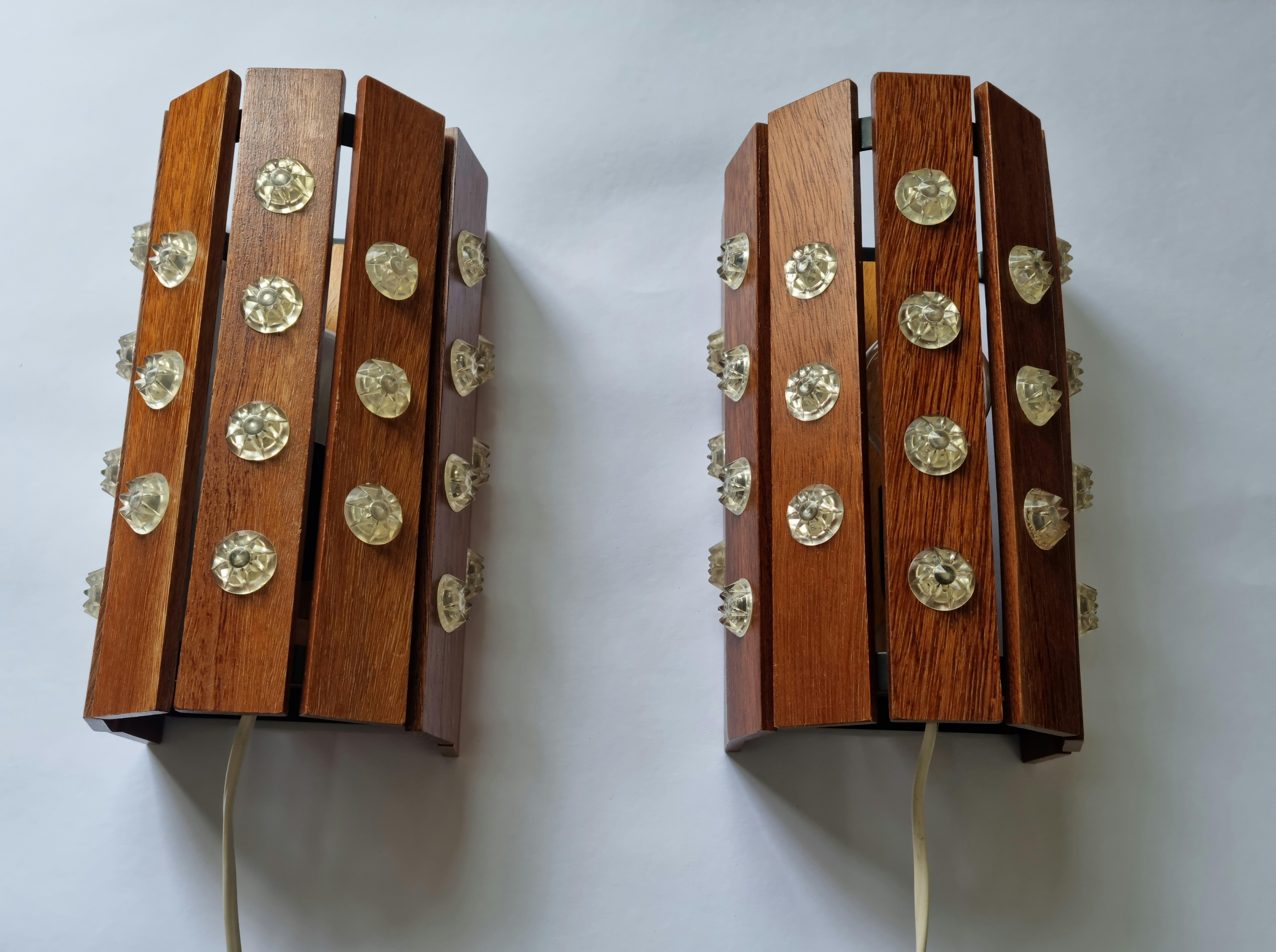 Metal Pair of Rare Midcentury Wall Lamps, Verner Schou, Denmark, 1970s For Sale