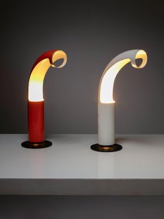 Pareja de raras lámparas de mesa minimalistas de Carlo Ricci Moretti para O-Luce, Italia, 1967