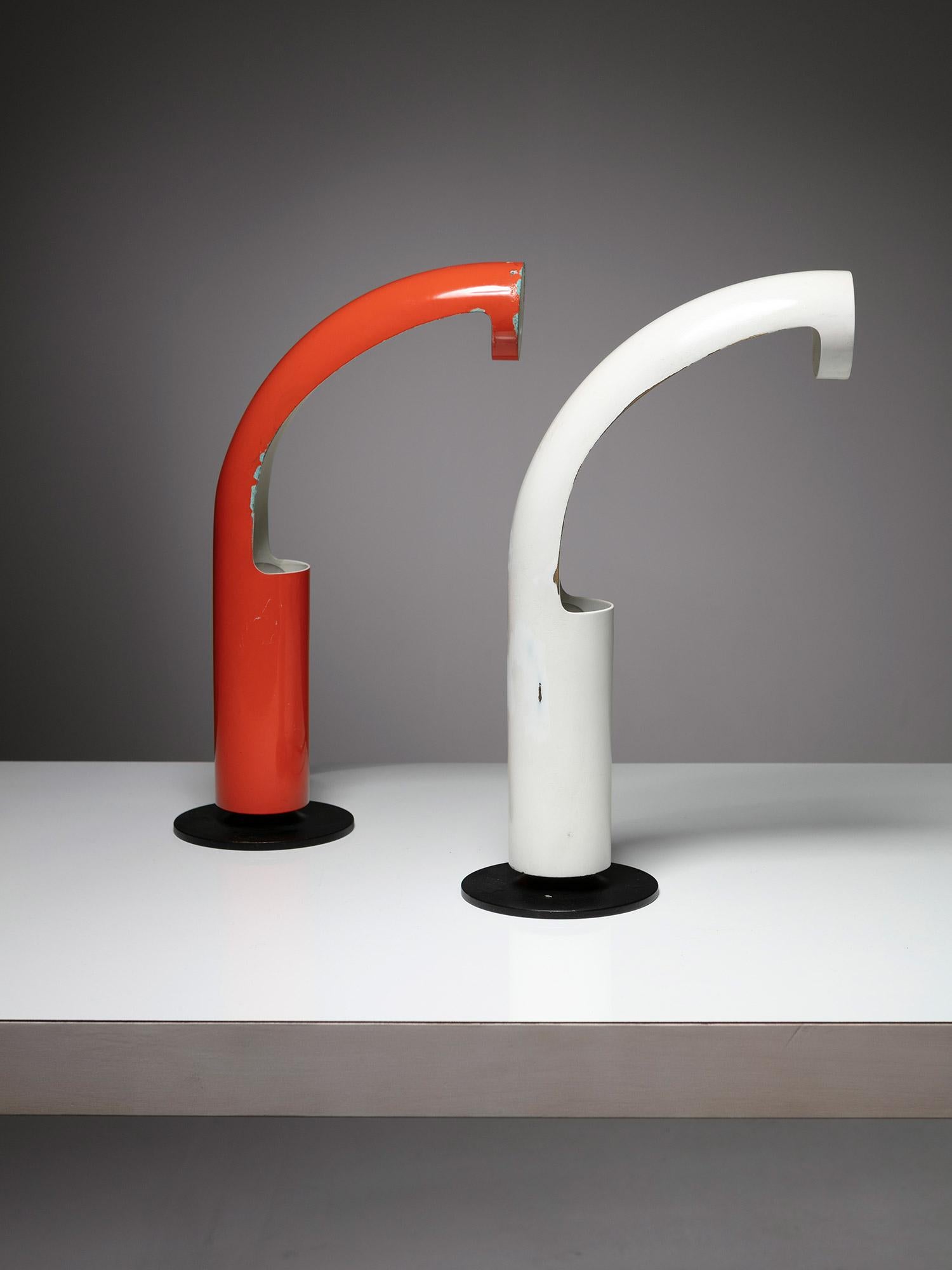 Italiano Coppia di rare lampade da tavolo minimaliste di Carlo Moretti per O-Luce, Italia, 1967 in vendita