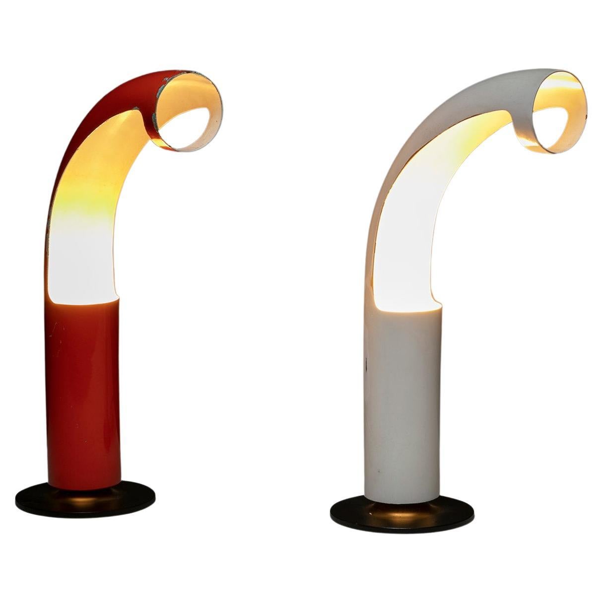 Coppia di rare lampade da tavolo minimaliste di Carlo Moretti per O-Luce, Italia, 1967 in vendita