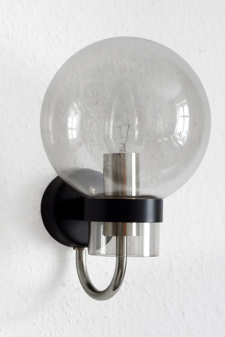 Pair of Rare Modernist Glass Globes Sconces Wall Lamps by Limburg, Germany (Minimalistisch)