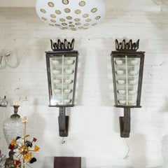 Pair of Rare Monumental Bronze Finish Teatro Nuovo Sconces by Pietro Chiesa