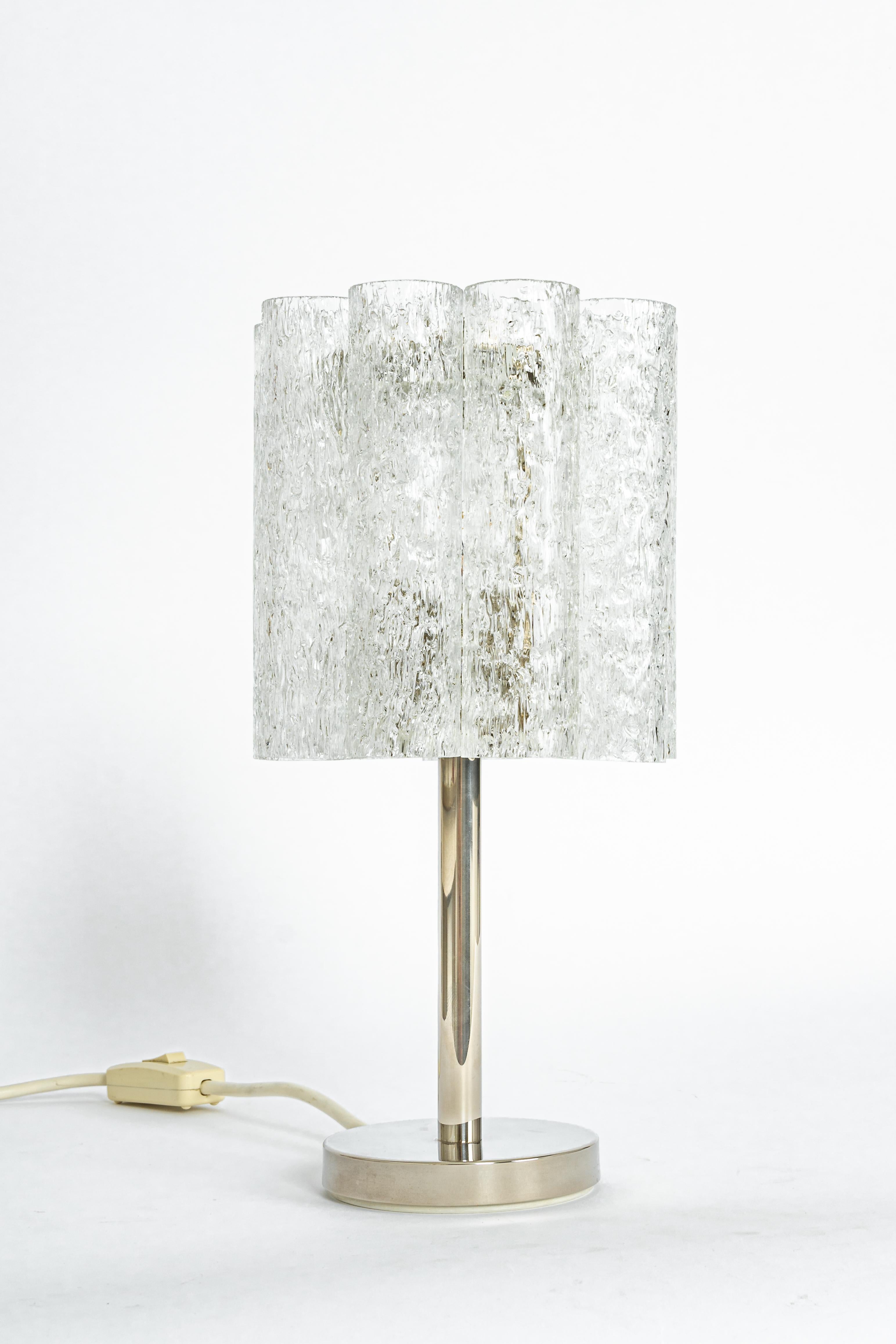 Pair of Rare Murano and Chrome Table Lamps Designed by Doria, Germany, 1970s In Good Condition For Sale In Aachen, NRW