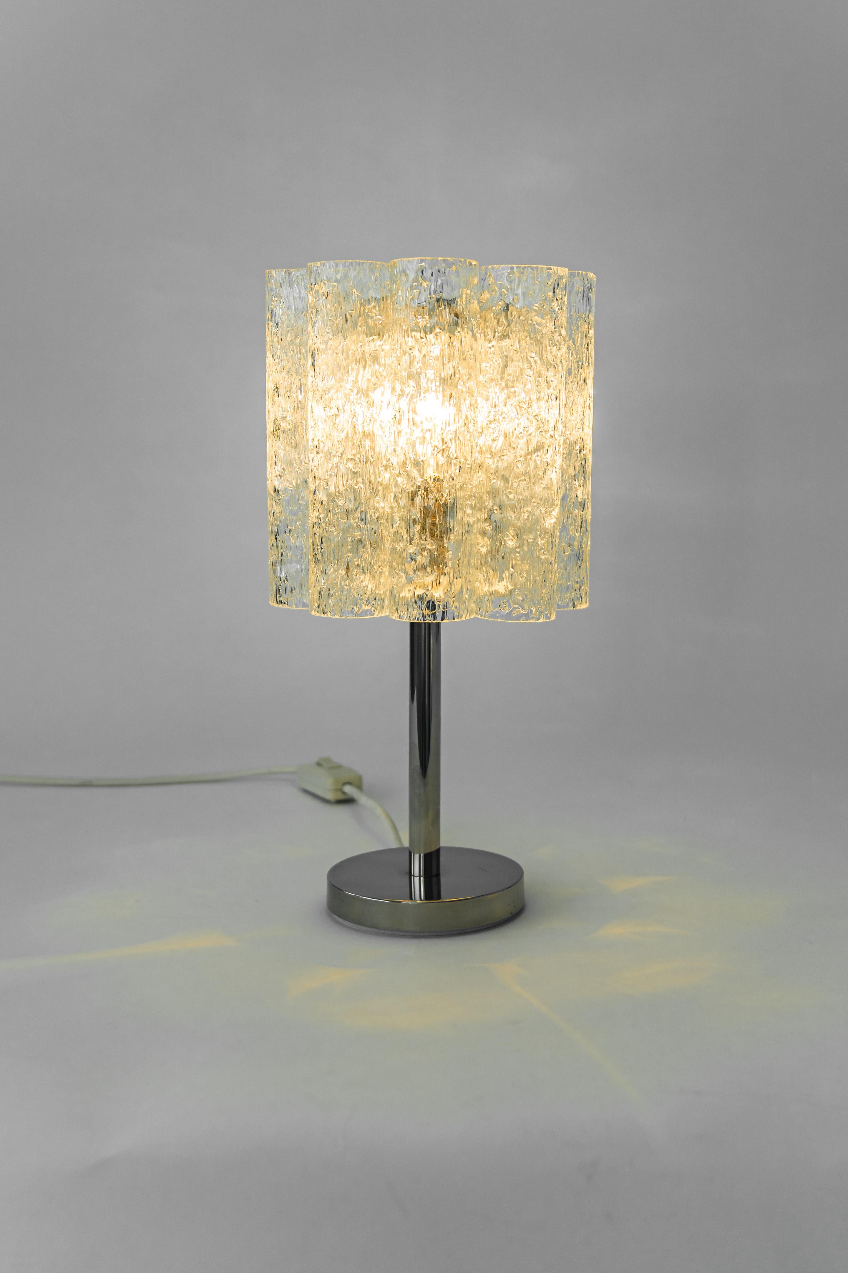 Late 20th Century Pair of Rare Murano and Chrome Table Lamps Designed by Doria, Germany, 1970s For Sale