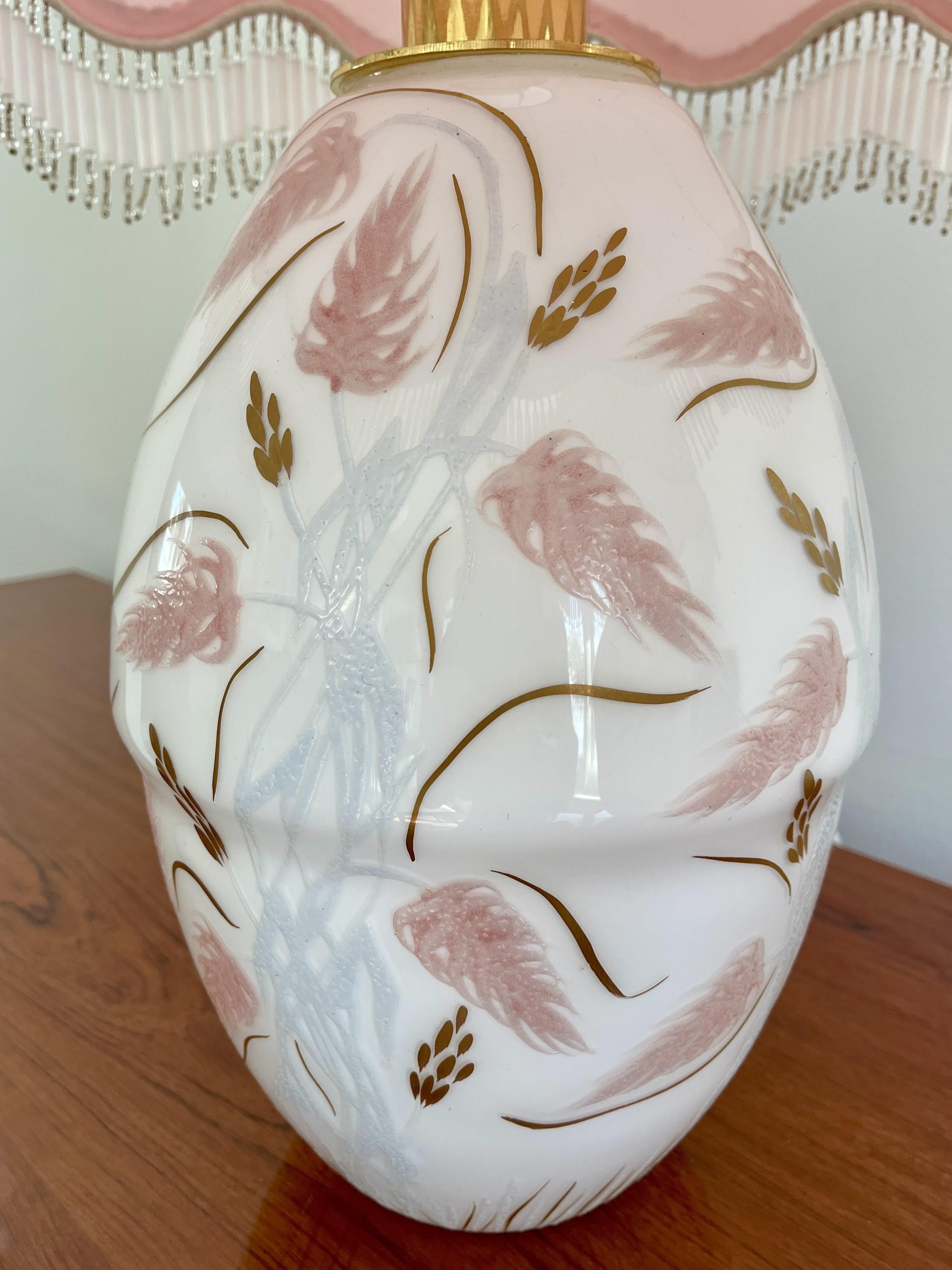Hand-Painted Pair of rare Murano De Baisi Lamps, 1950's For Sale