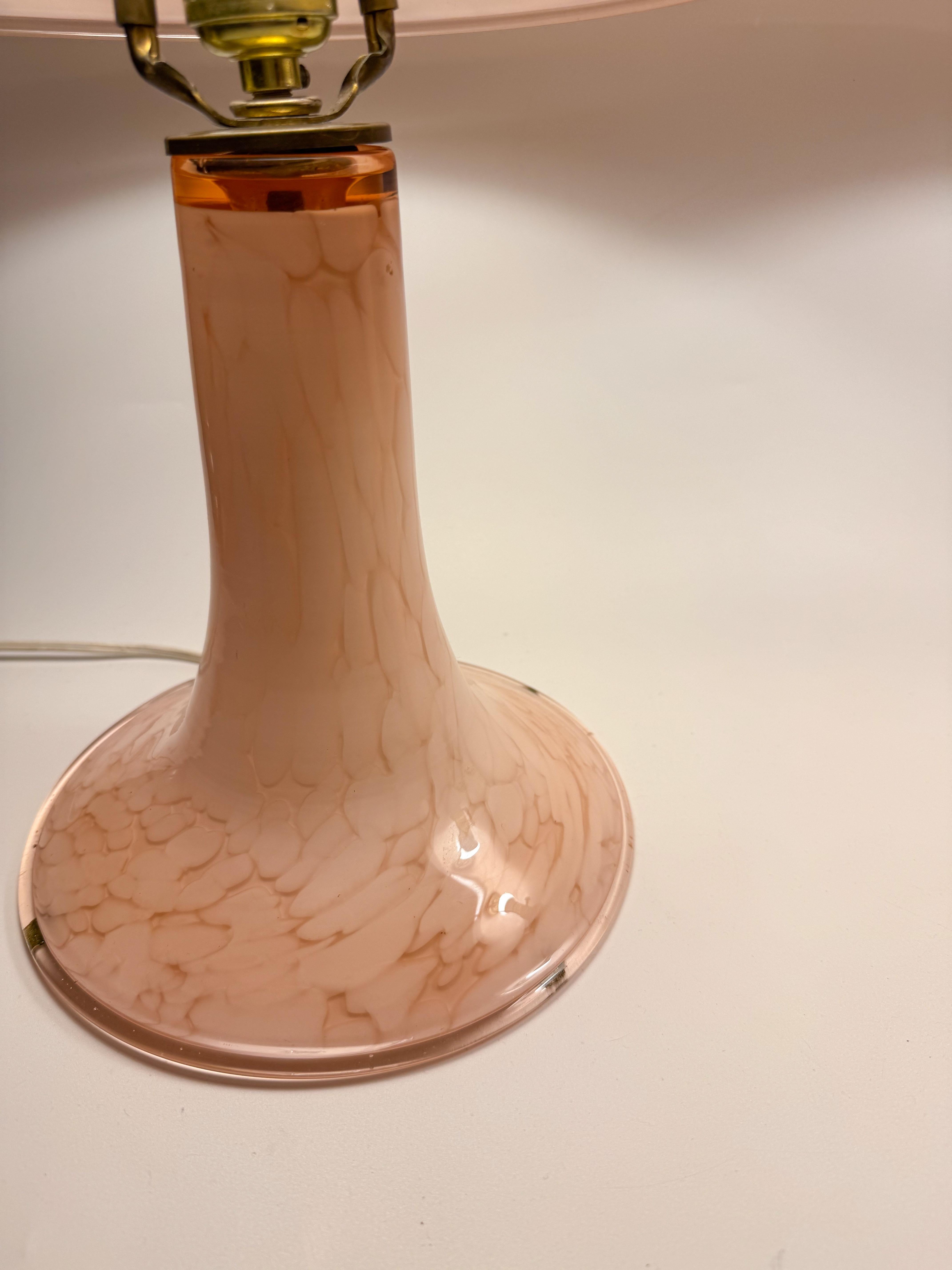 Pair of Rare Murano “Pink Clouds” Mushroom Lamps  Art Nouveau Italy 1970s For Sale 4