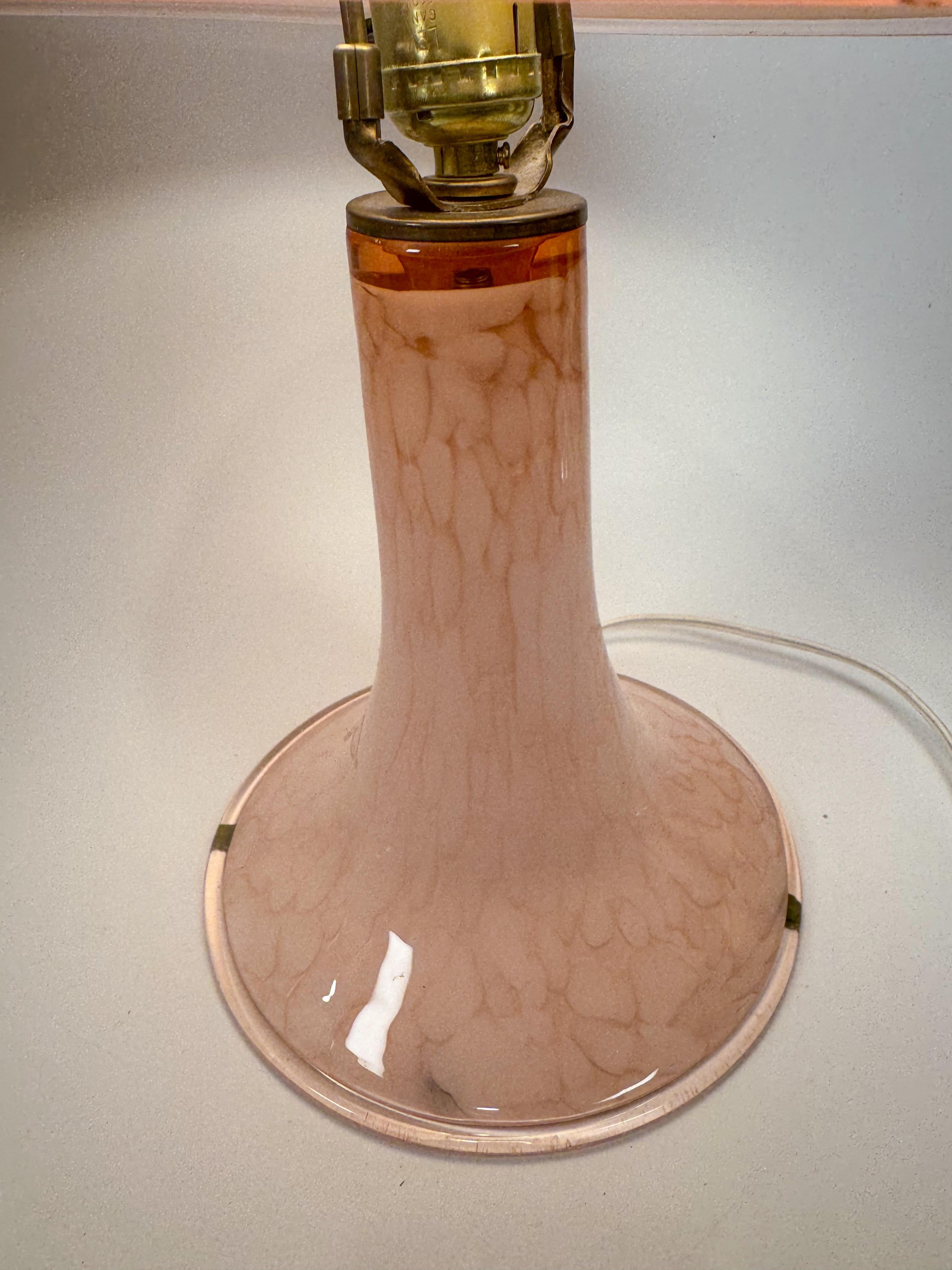 20th Century Pair of Rare Murano “Pink Clouds” Mushroom Lamps  Art Nouveau Italy 1970s For Sale