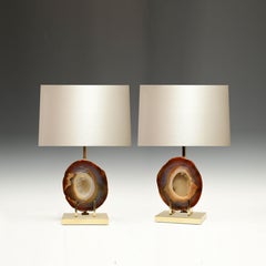 Pair of Rare Natural Agate Lamps