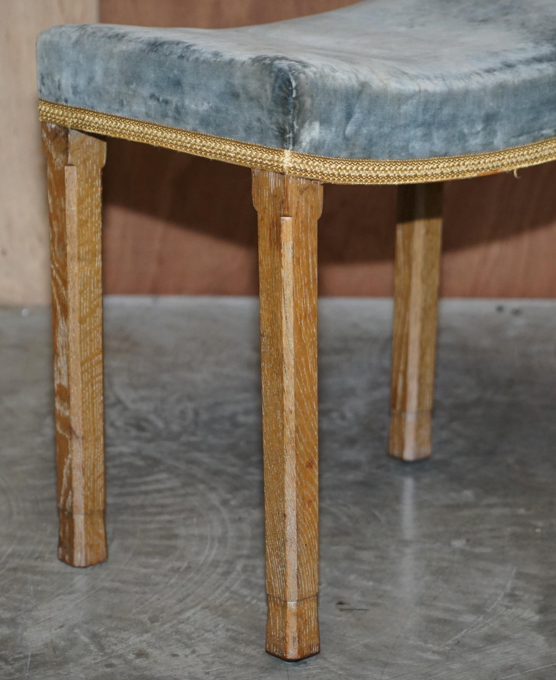 Pair of Rare Original Queen Elizabeth II 1953 Coronation Stools in Limed Oak 4