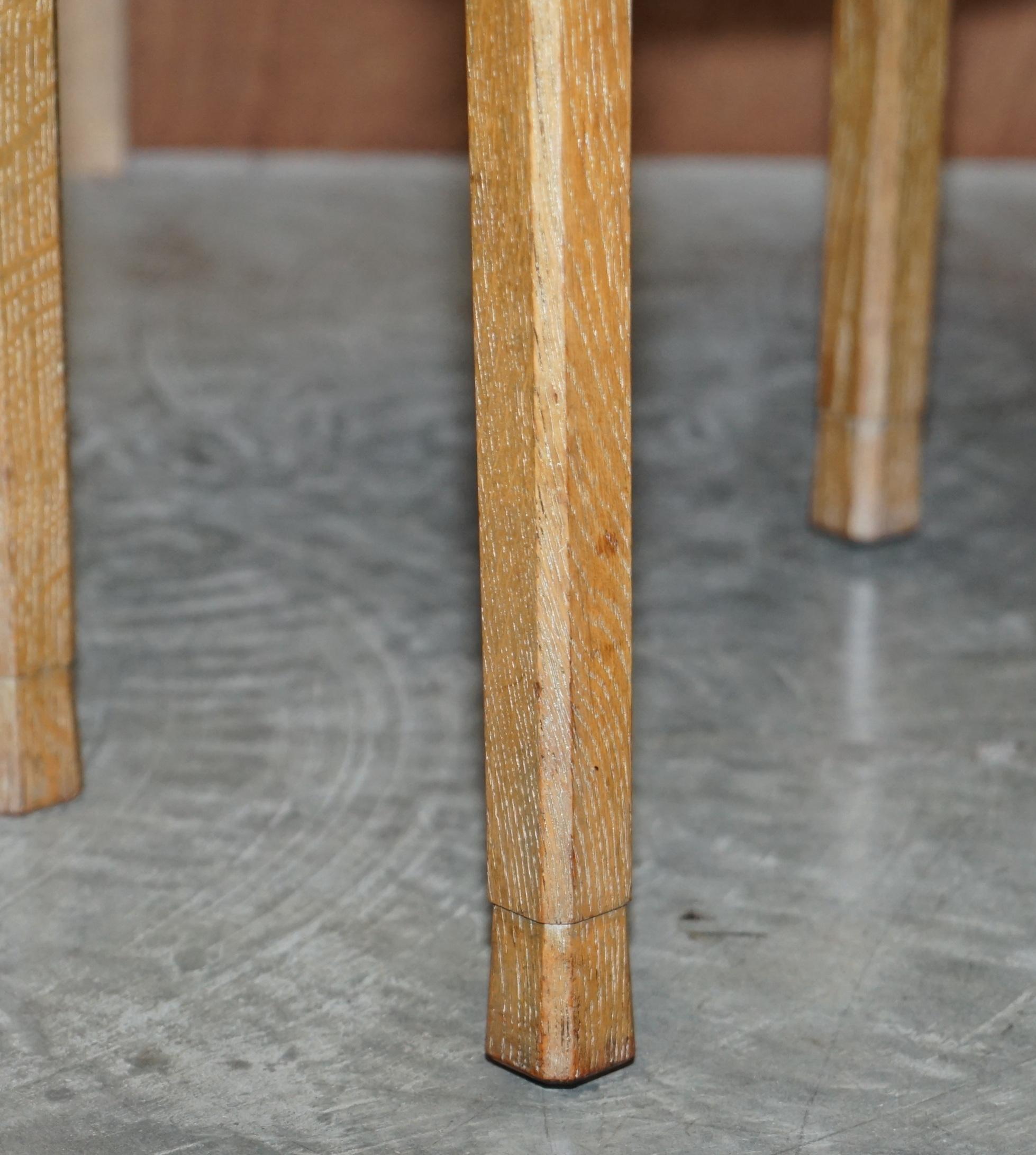 Pair of Rare Original Queen Elizabeth II 1953 Coronation Stools in Limed Oak 6