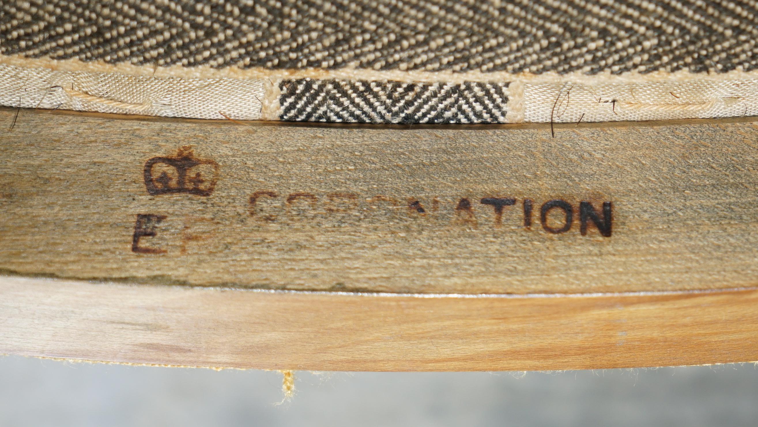 Pair of Rare Original Queen Elizabeth II 1953 Coronation Stools in Limed Oak 8