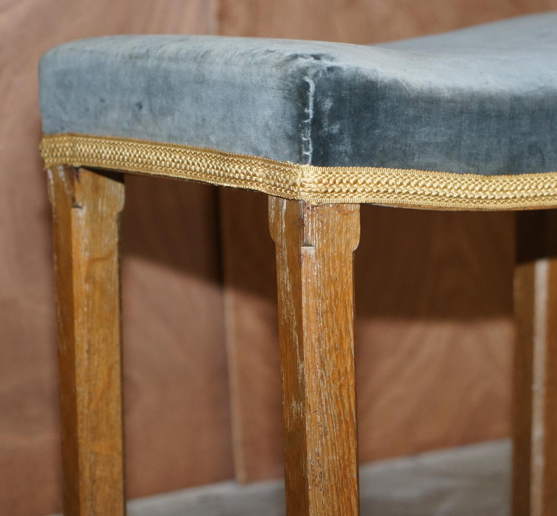 English Pair of Rare Original Queen Elizabeth II 1953 Coronation Stools in Limed Oak
