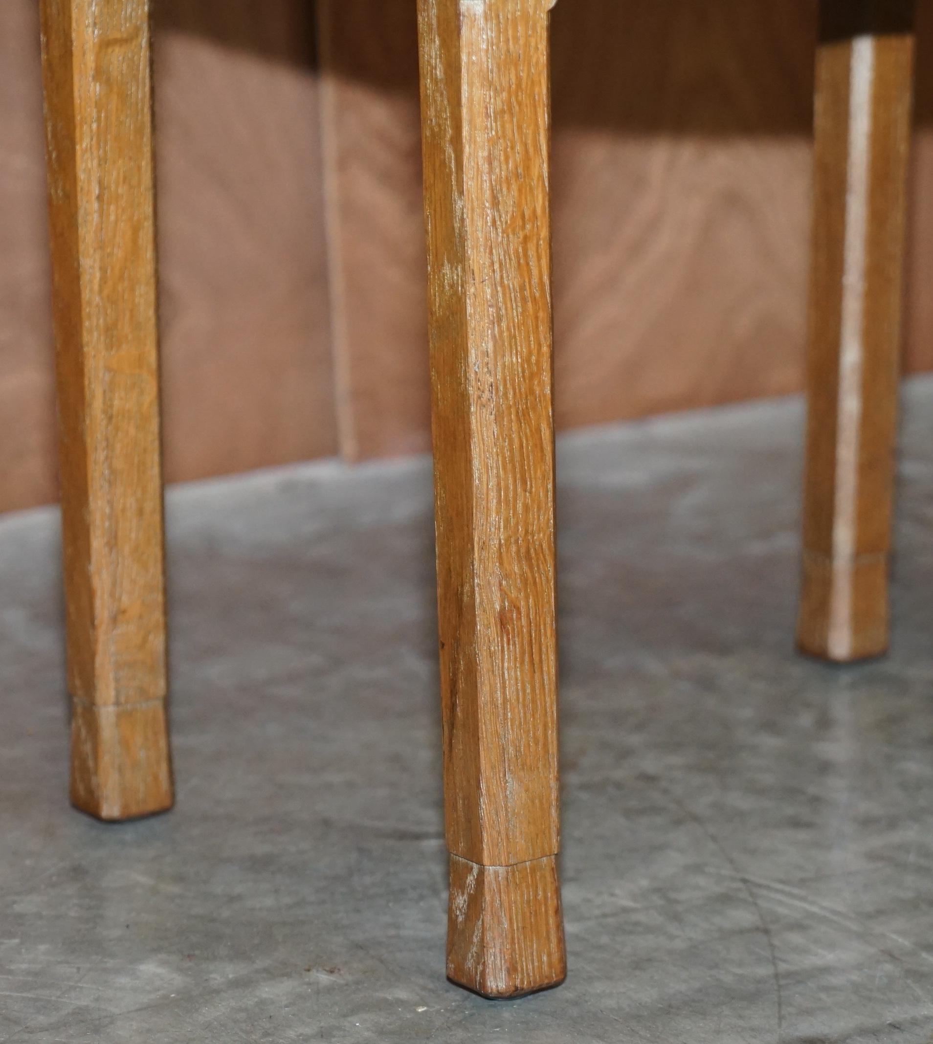 Hand-Crafted Pair of Rare Original Queen Elizabeth II 1953 Coronation Stools in Limed Oak