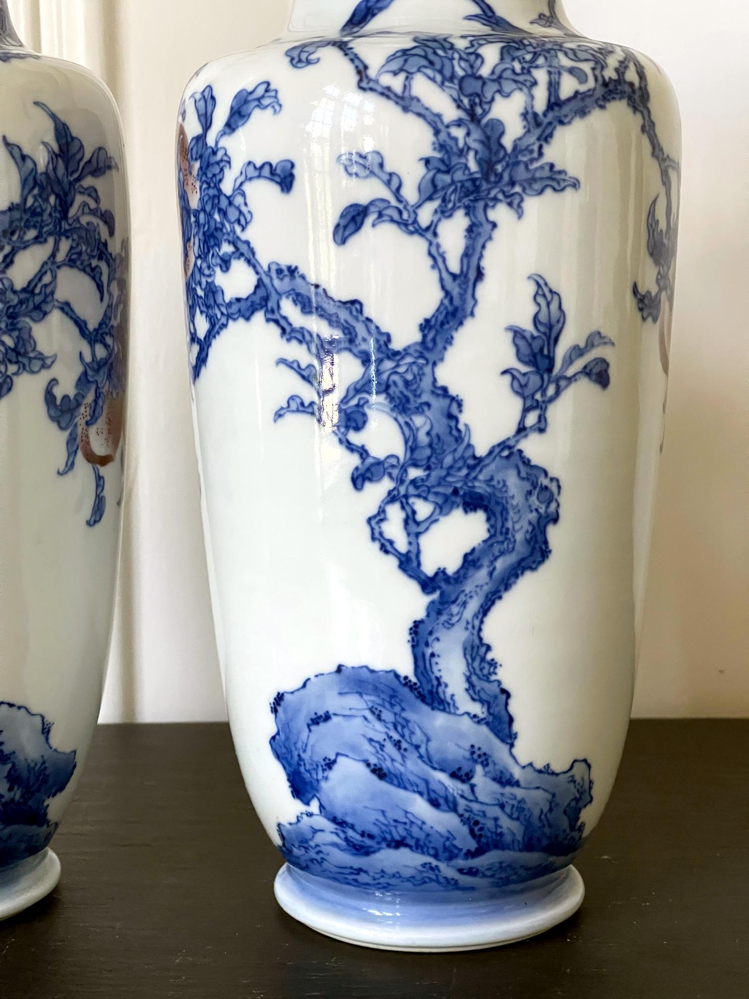 Pair of Rare Porcelain Commemorative Vases by Makuzu Kozan Meiji Period For Sale 4