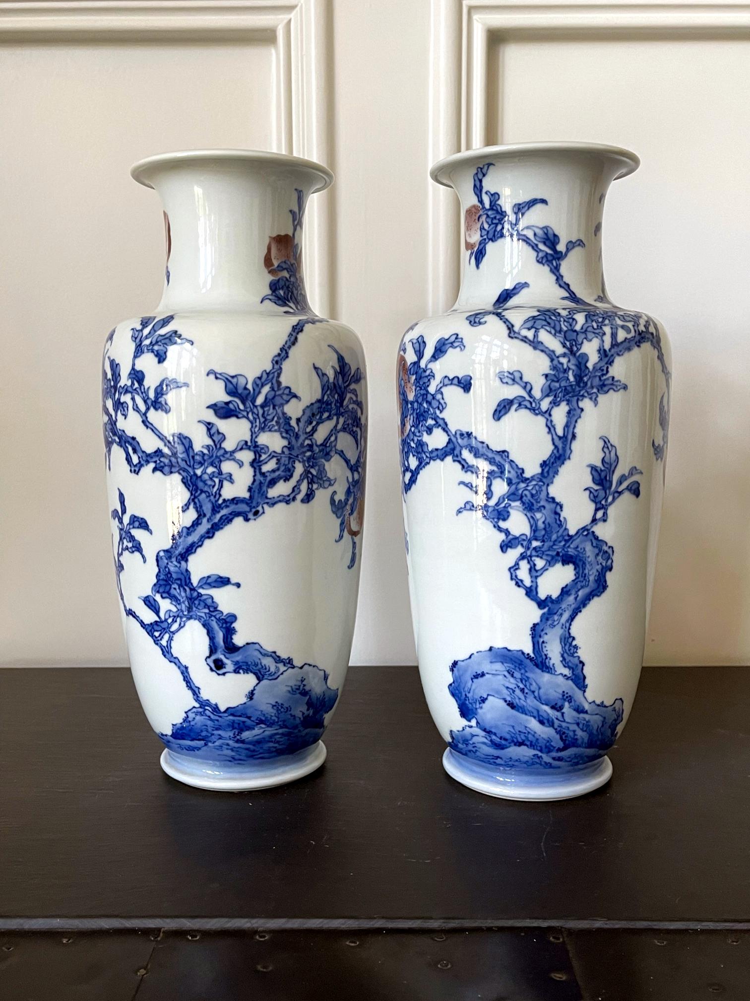 Japonisme Pair of Rare Porcelain Commemorative Vases by Makuzu Kozan Meiji Period For Sale