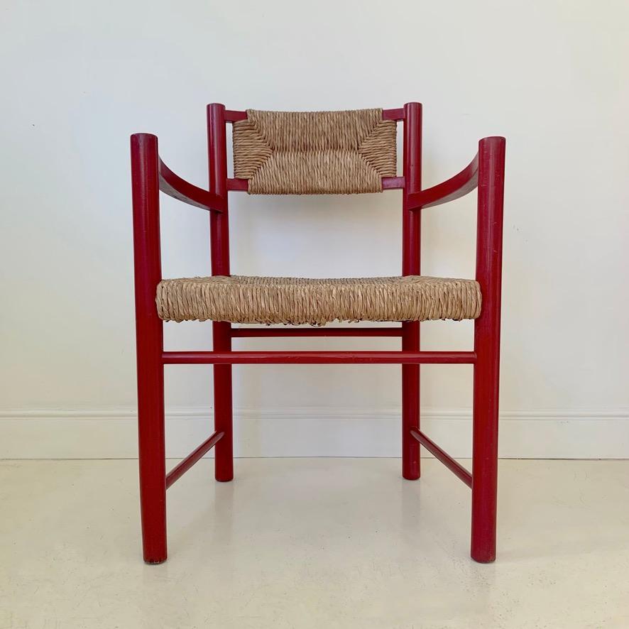 Laqué Paire de rares fauteuils rouges par J. Vilanova I+I Bosch, vers 1960, Espagne.