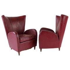 Pair of Rare Red Sky Palo Buffa Armchairs, 1950