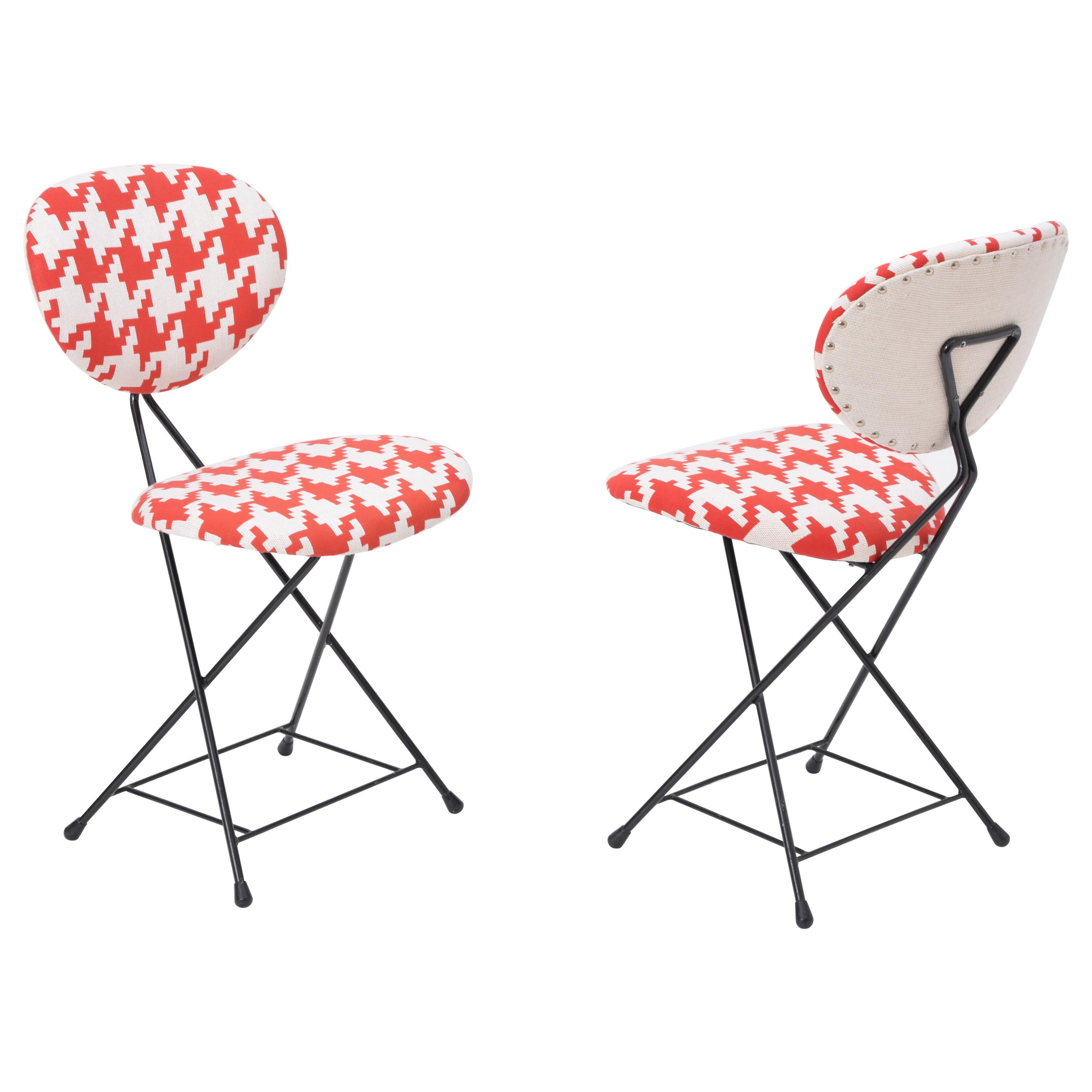 Paire de chaises F & T hollandaises rembourrées de style mi-siècle moderne, par Rob Parry