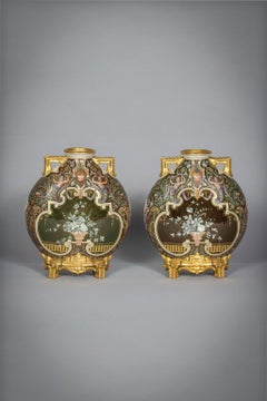 Pair of Rare Royal Worcester Pate-Sur-Pate Vases, circa 1890