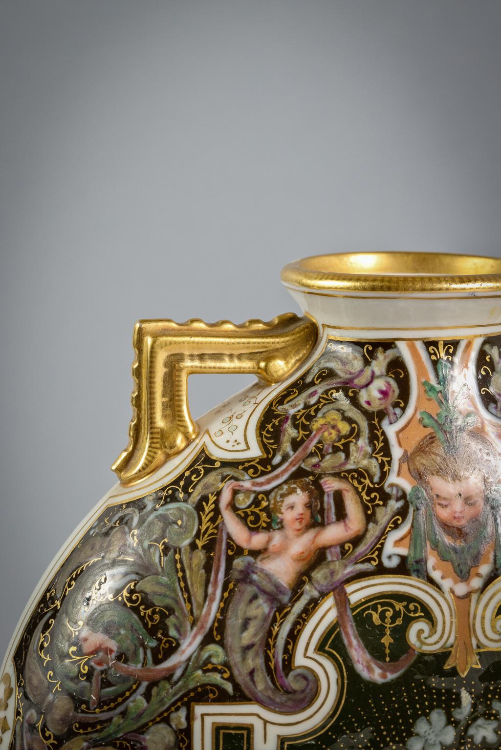 Porcelain Pair of Rare Royal Worcester Pate-Sur-Pate Vases, circa 1890 For Sale