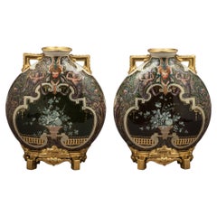 Used Pair of Rare Royal Worcester Pate-Sur-Pate Vases, circa 1890