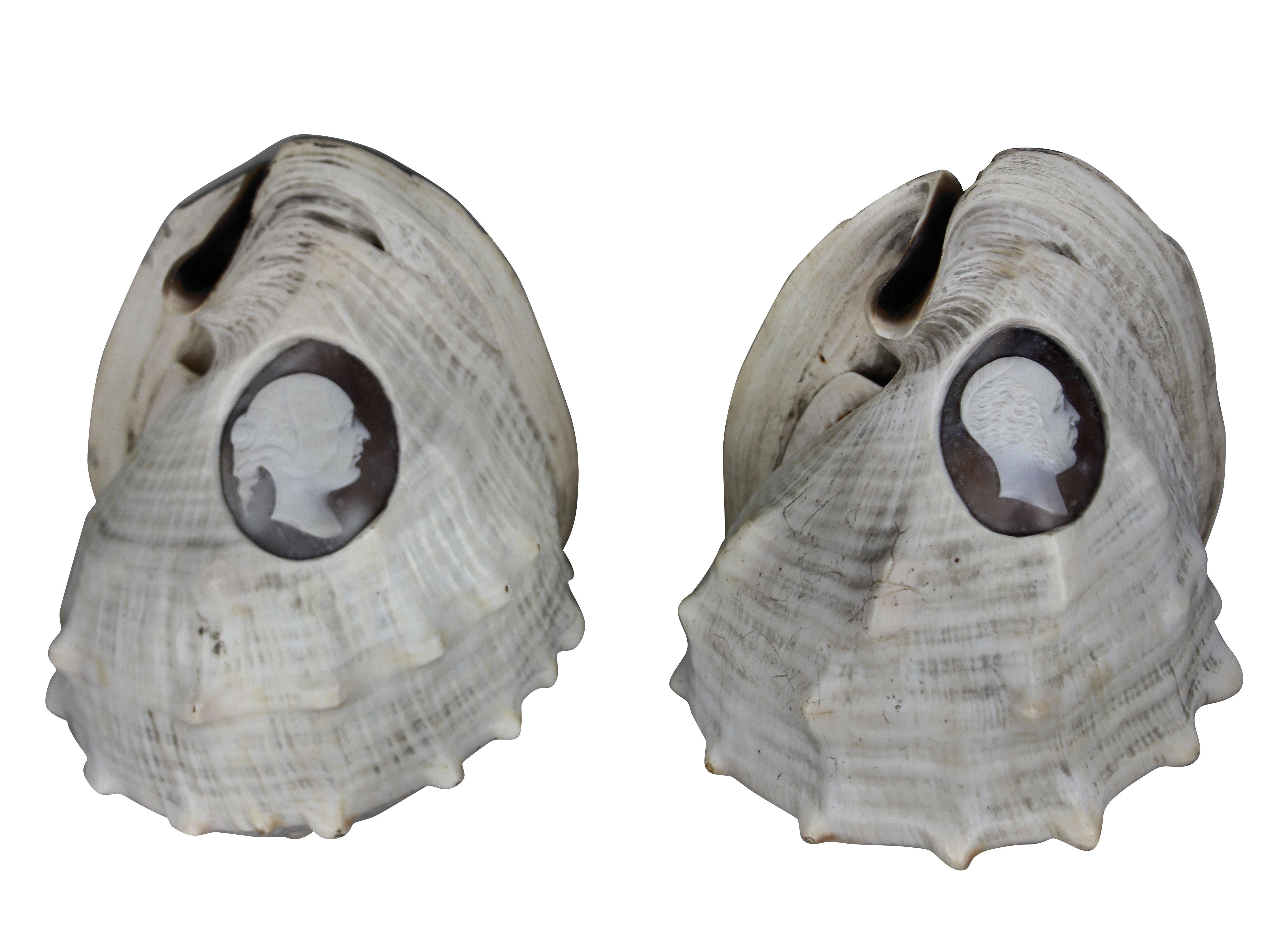 Pair of Rare Shell Cameos Depicting Queen Victoria & Albert In Good Condition In London, GB