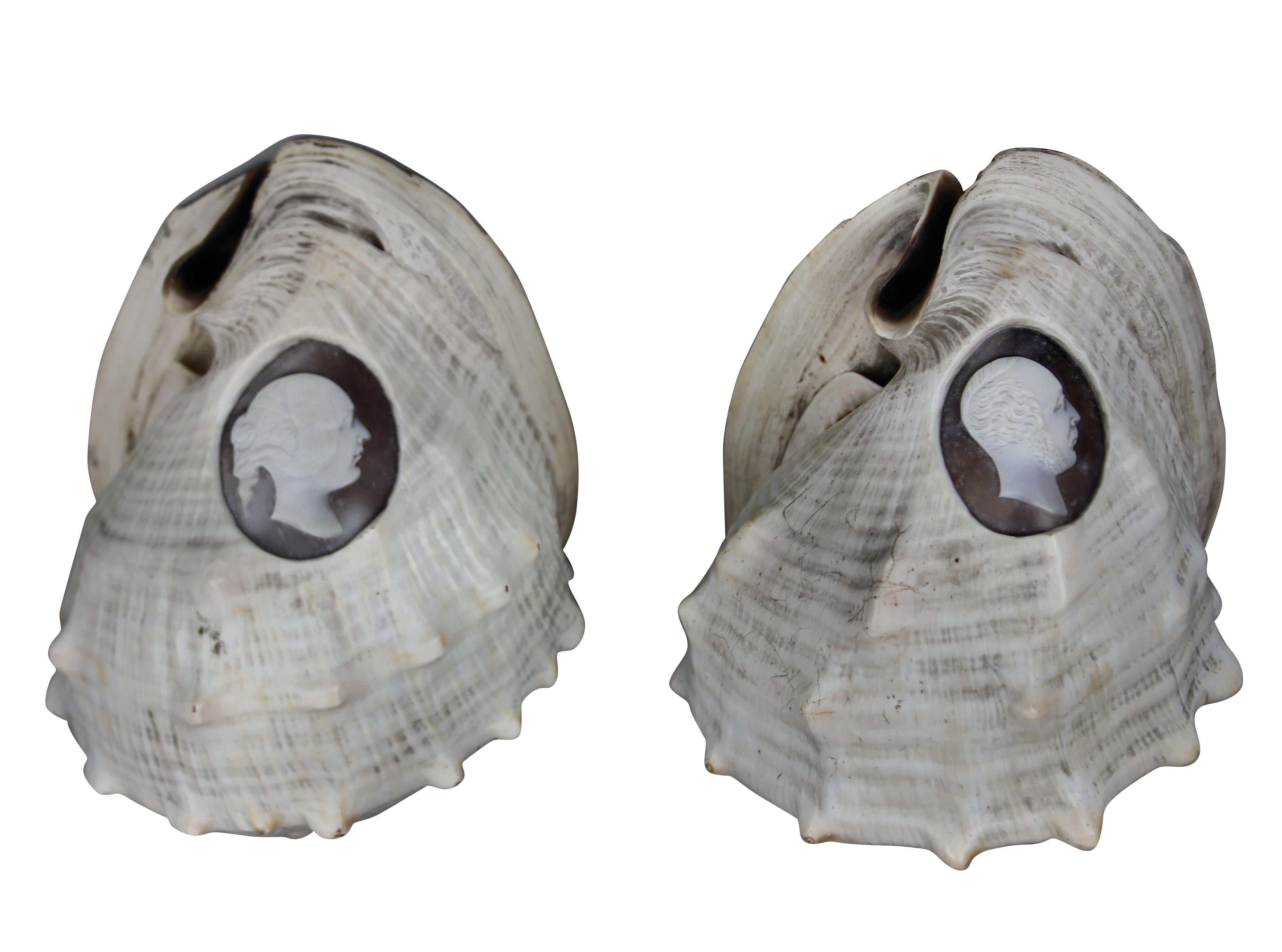 Pair of Rare Shell Cameos Depicting Queen Victoria and Prince Albert In Good Condition In London, GB