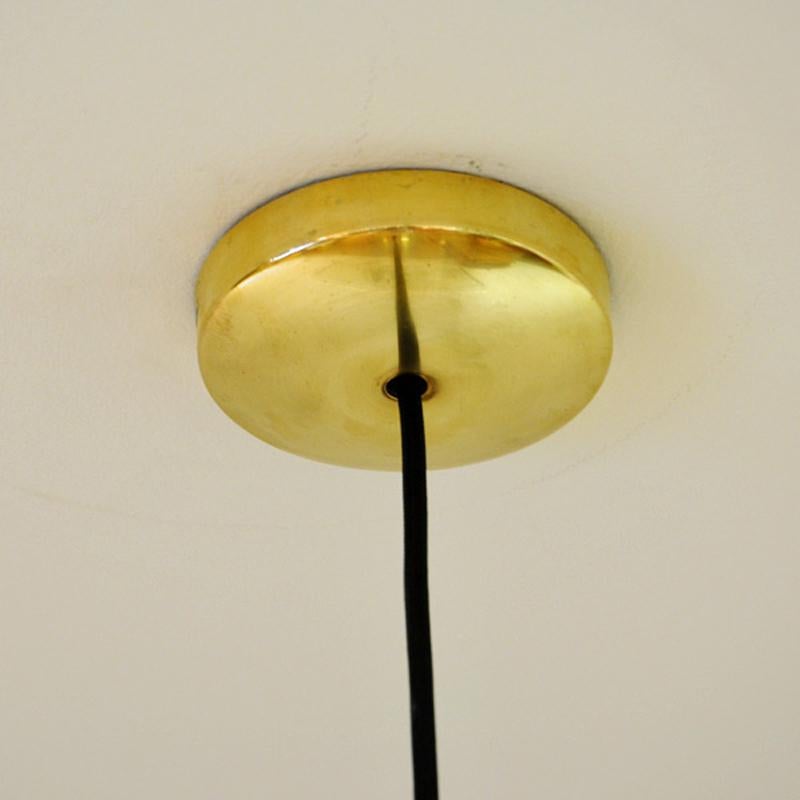 Brass Pair of Rare Smokecolored Pendants with Inner Glass Core, Høvik, 1965, Norway