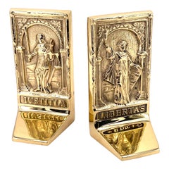 Vintage Pair of Rare Solid Brass Bookends Libertas 
Justitia Set from 1996