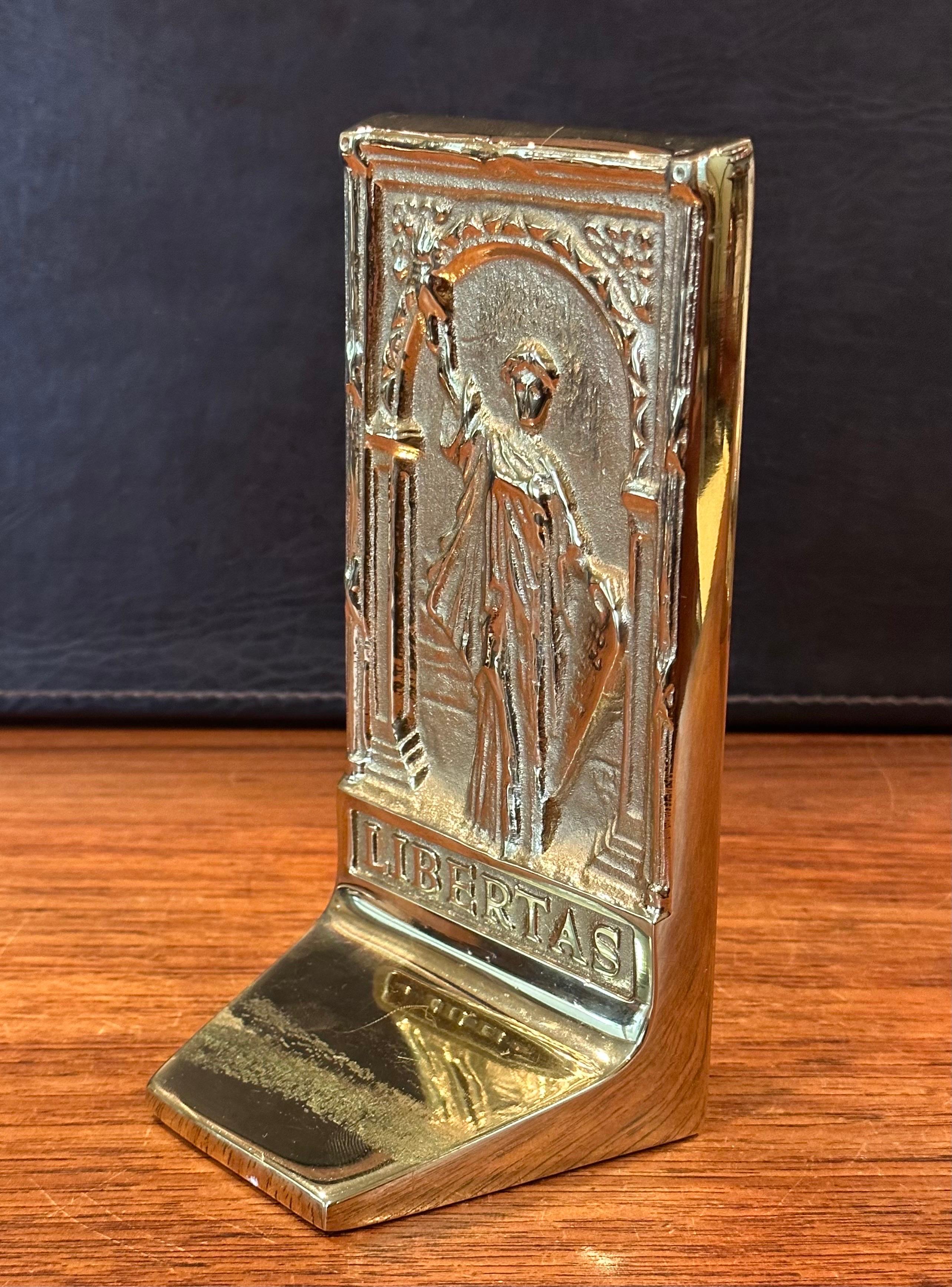 Pair of Rare Solid Brass Libertas & Justitia Bookends by Virginia Metalcrafters For Sale 3