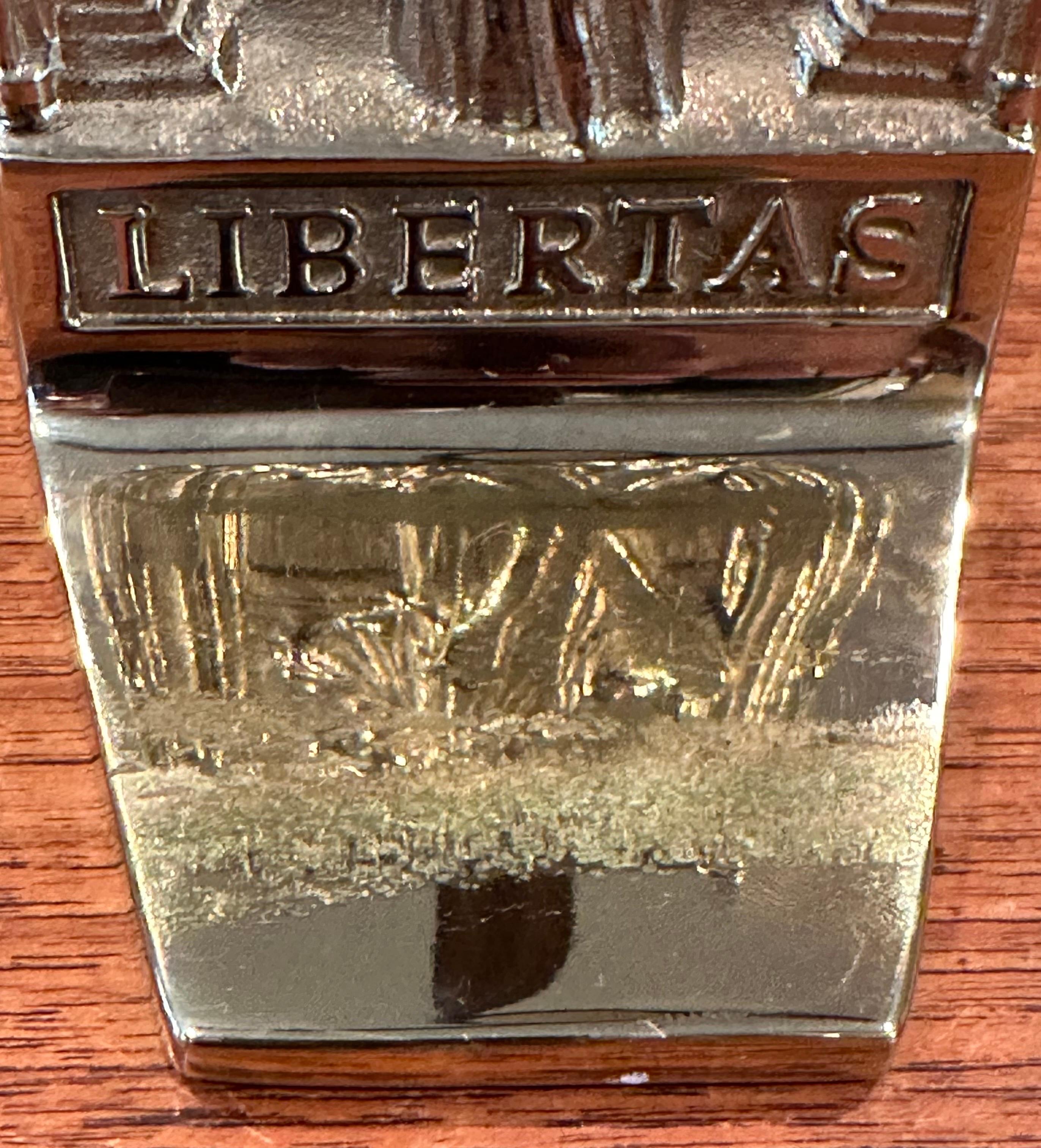 Pair of Rare Solid Brass Libertas & Justitia Bookends by Virginia Metalcrafters For Sale 8