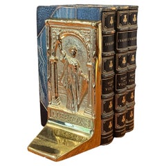 Pair of Rare Solid Brass Libertas & Justitia Bookends by Virginia Metalcrafters