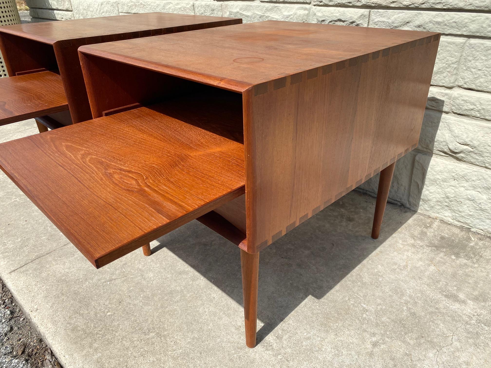 20th Century Pair of Rare Solid Teak Side Tables by Johannes Aasbjerg