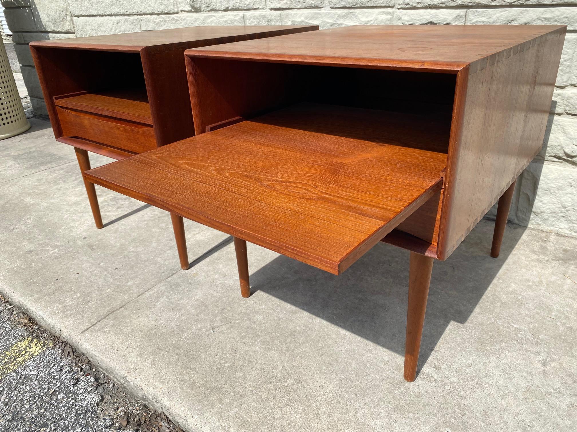 Pair of Rare Solid Teak Side Tables by Johannes Aasbjerg 1