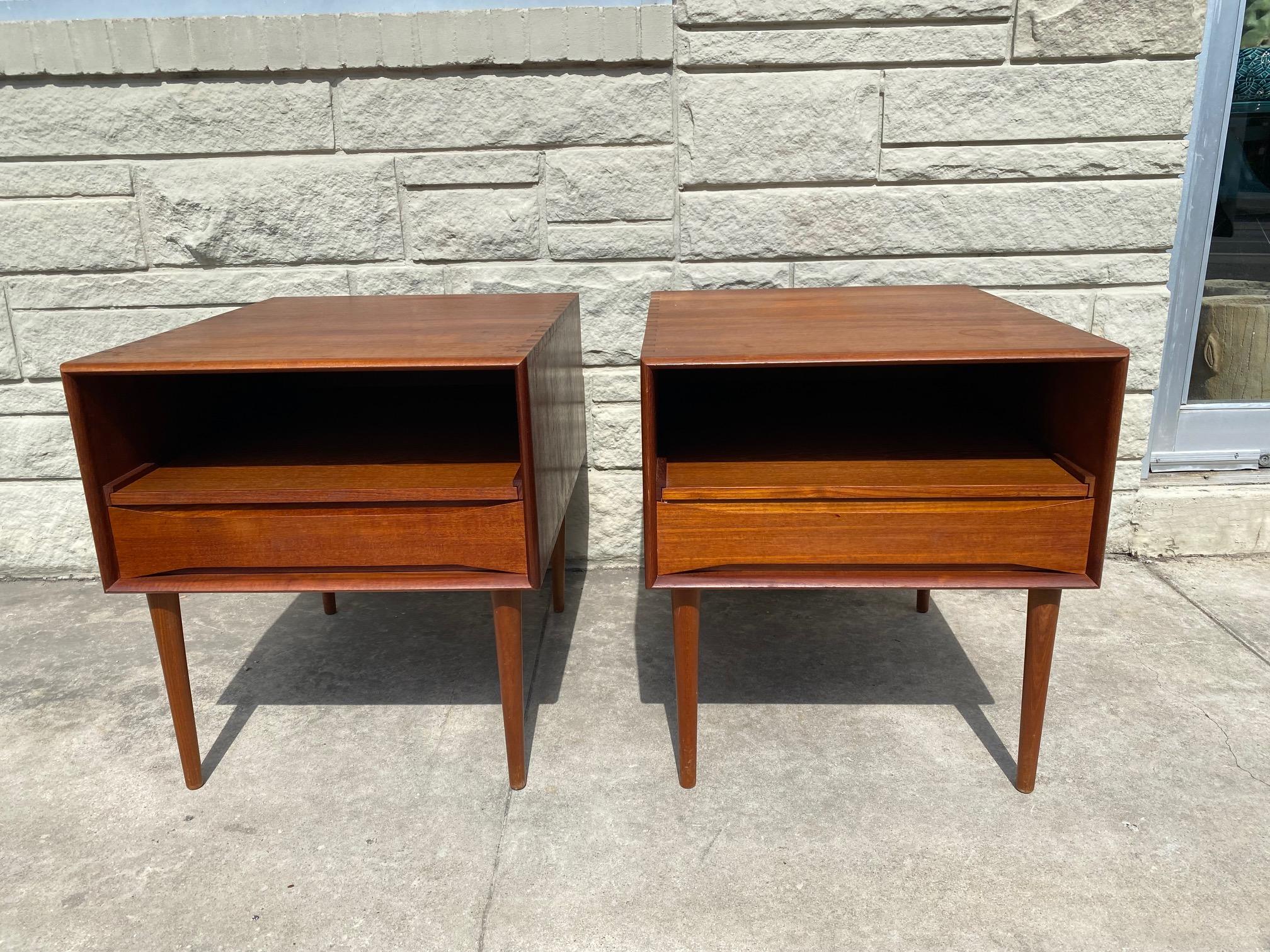 Pair of Rare Solid Teak Side Tables by Johannes Aasbjerg 2