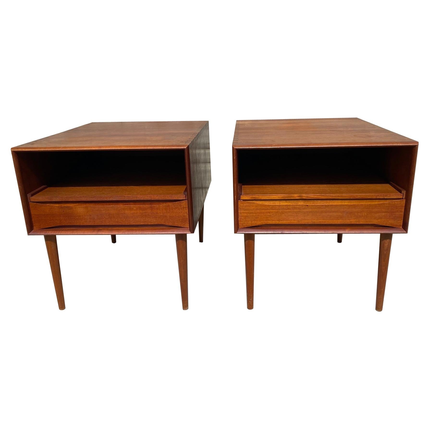 Pair of Rare Solid Teak Side Tables by Johannes Aasbjerg