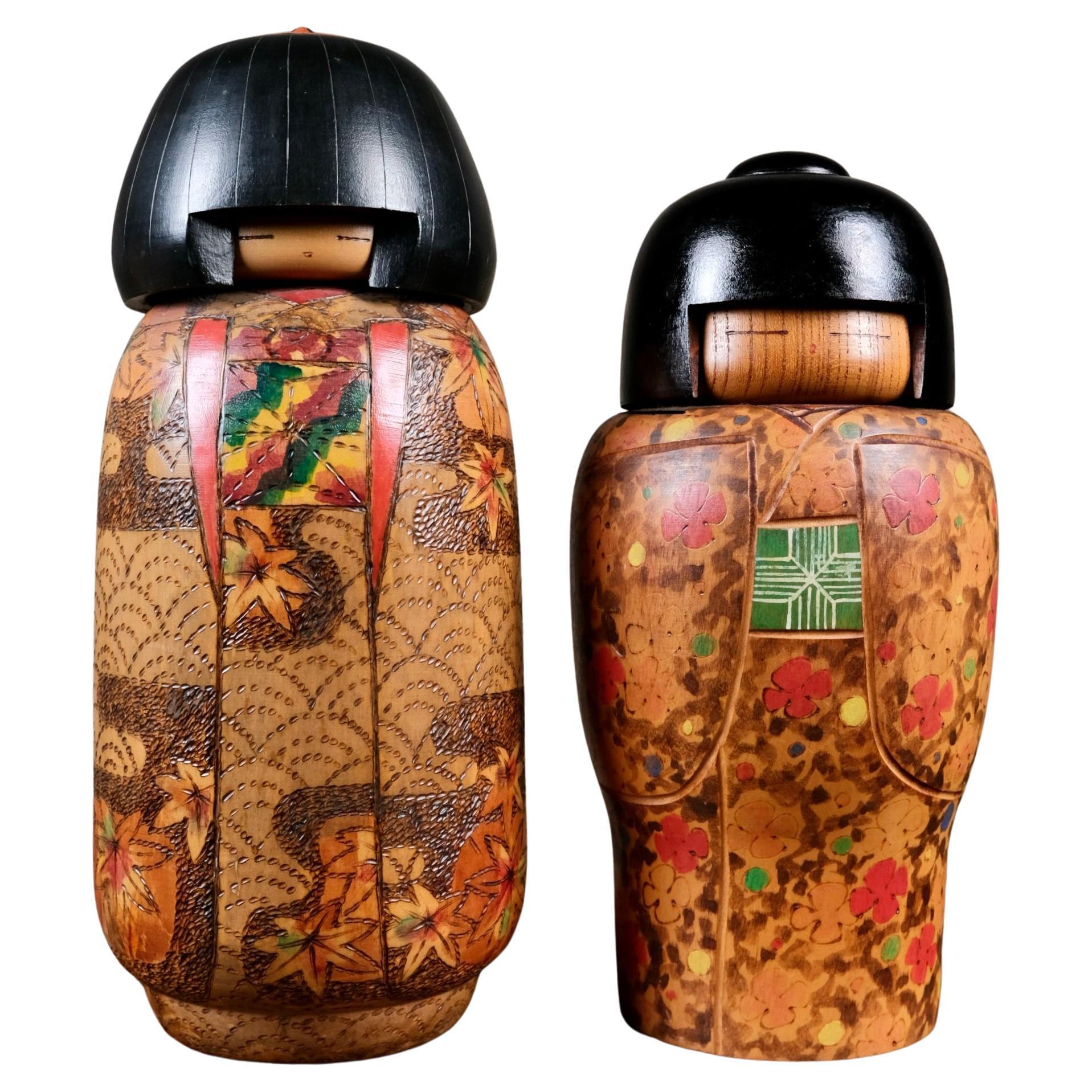 Pareja de raras Sosaku Kokeshi, Japón, años 70 en venta
