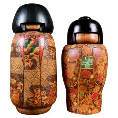 Coppia di rare kokeshi Sosaku, Giappone, anni '70