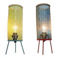 Pair of Rare Space Age Josef Hurka "rocket" Lamps, 1960s