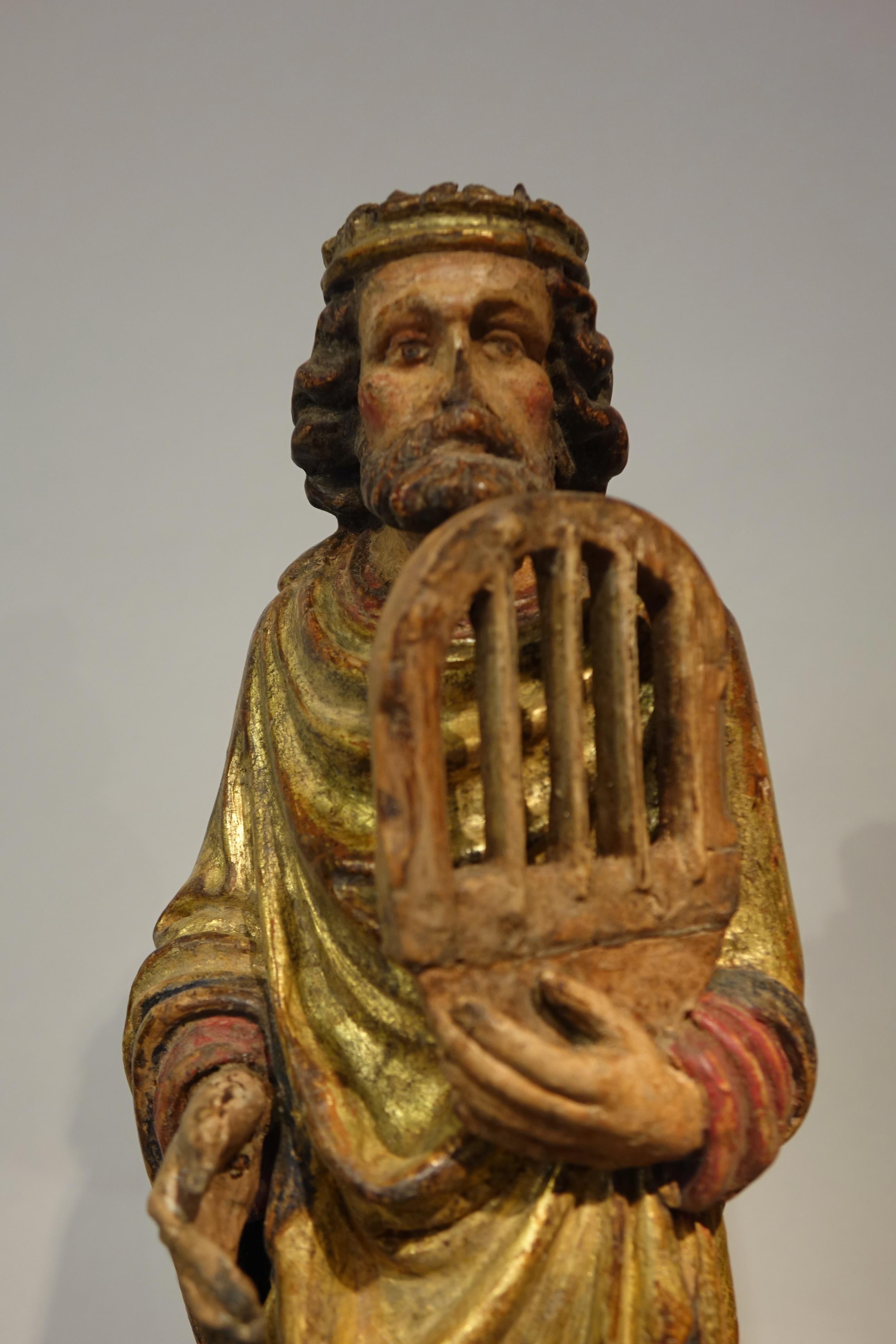 Belga Coppia di rare statue, Noè e David, Fiandre, inizio XVI secolo in vendita