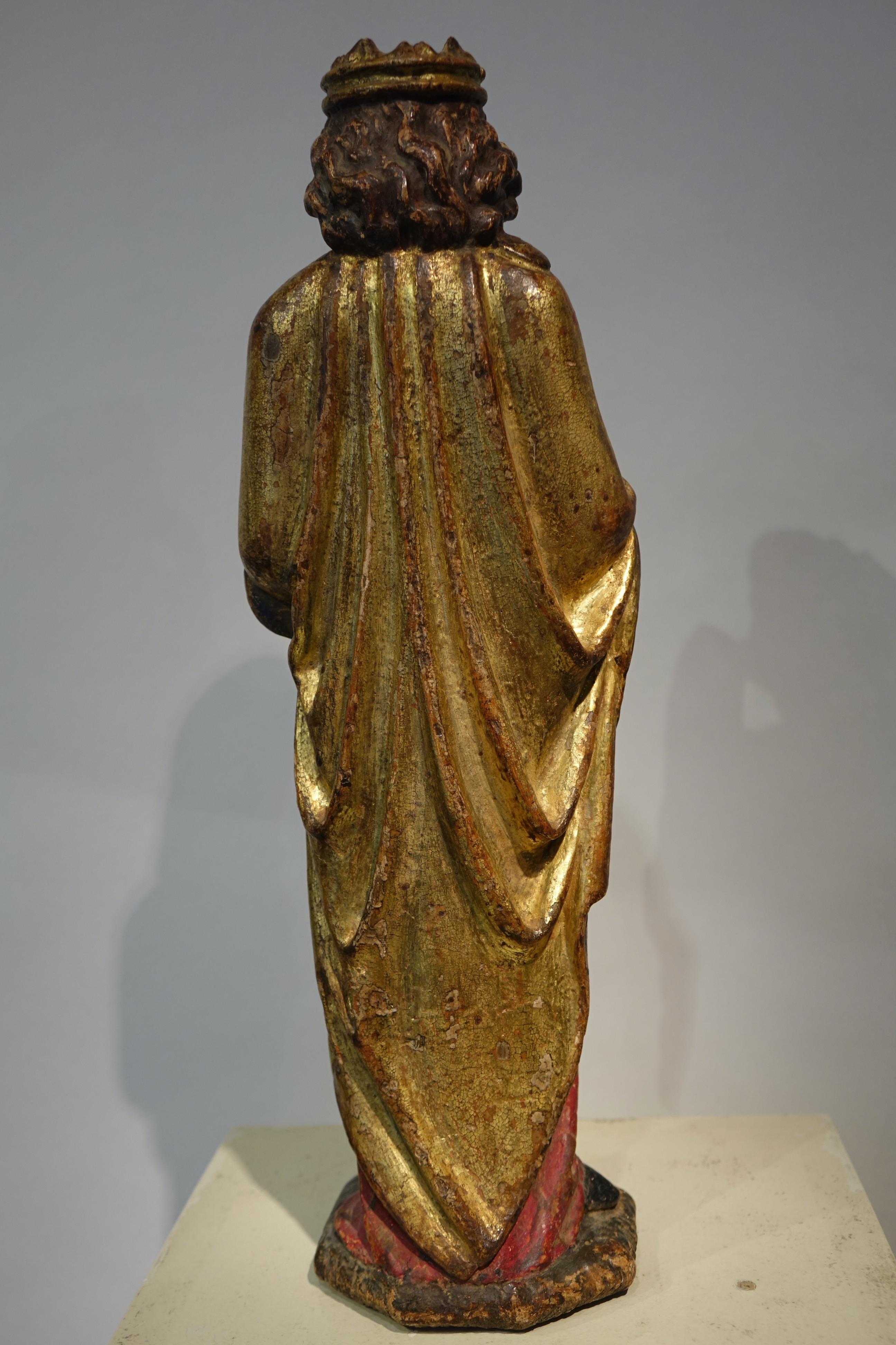 Dorato Coppia di rare statue, Noè e David, Fiandre, inizio XVI secolo in vendita