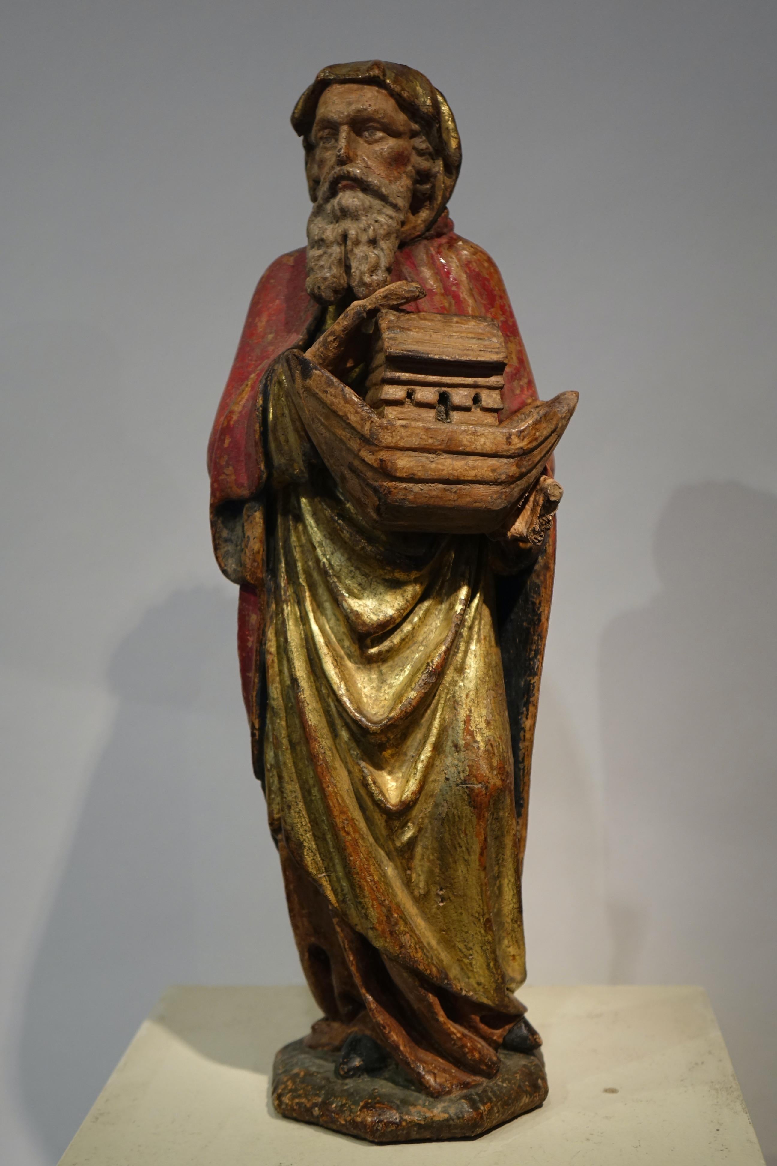 Legno Coppia di rare statue, Noè e David, Fiandre, inizio XVI secolo in vendita