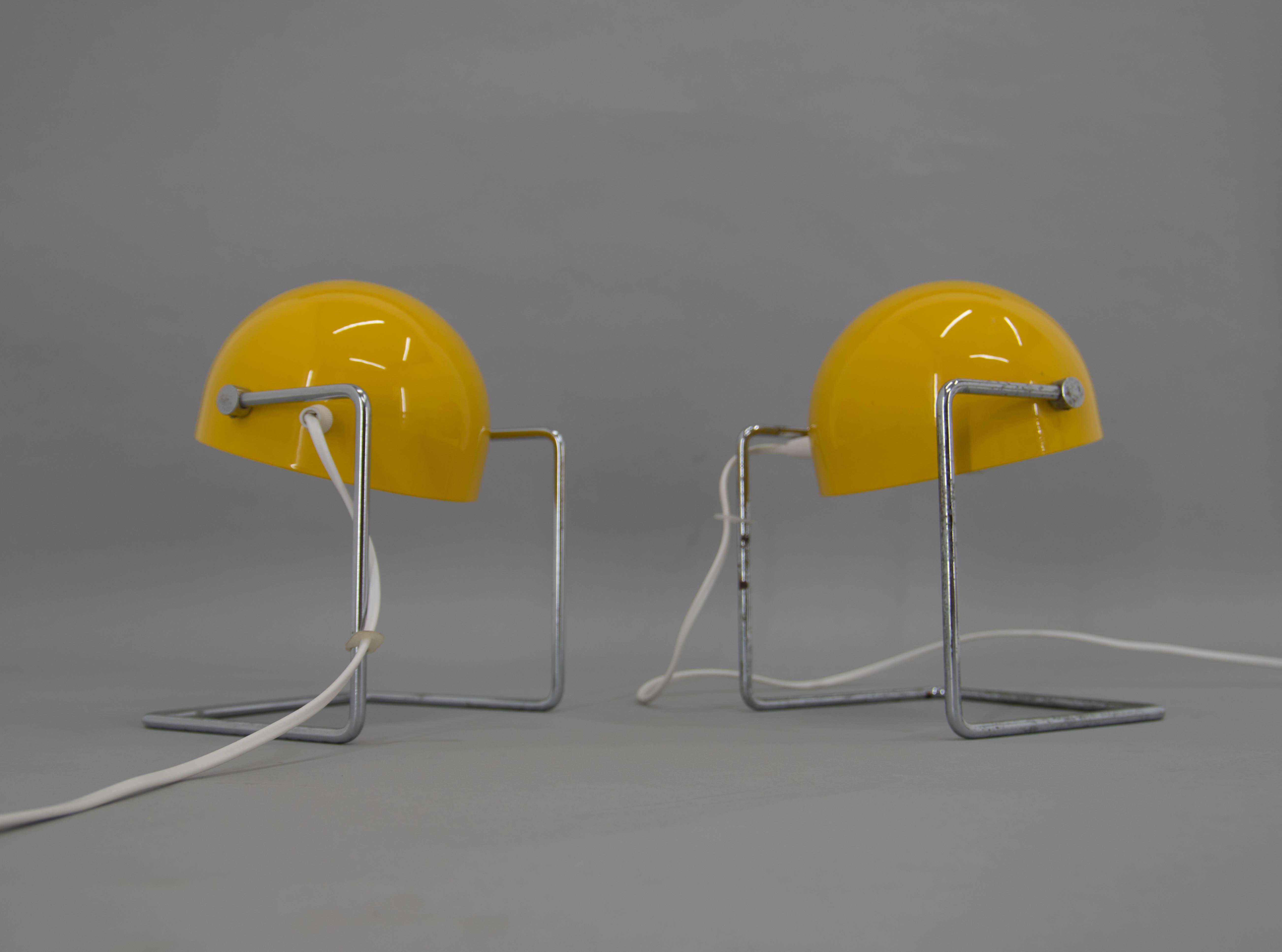 Czech Pair of Rare Table Lamps by Josef Hurka for Napako, 1960s
