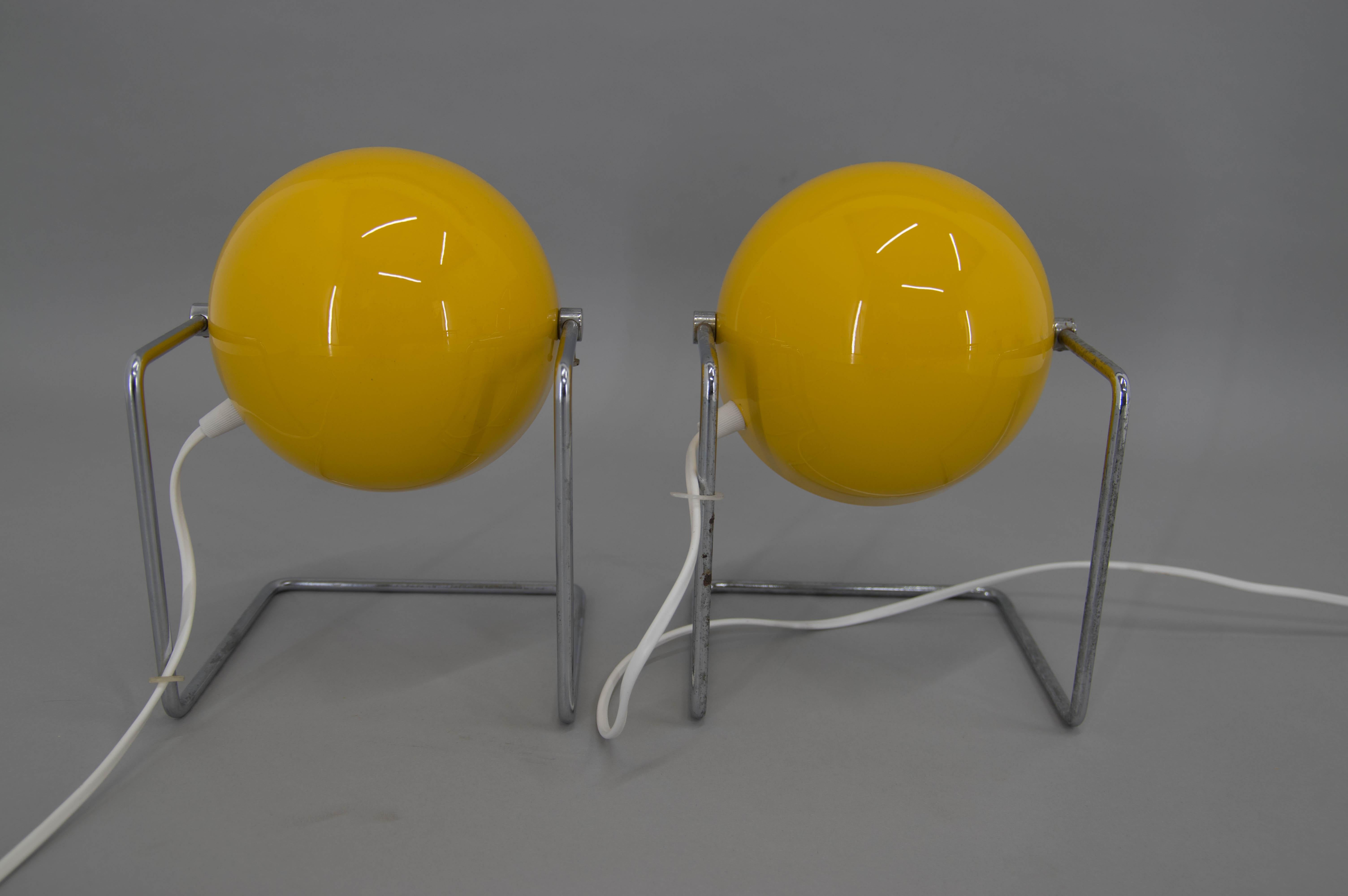 Metal Pair of Rare Table Lamps by Josef Hurka for Napako, 1960s