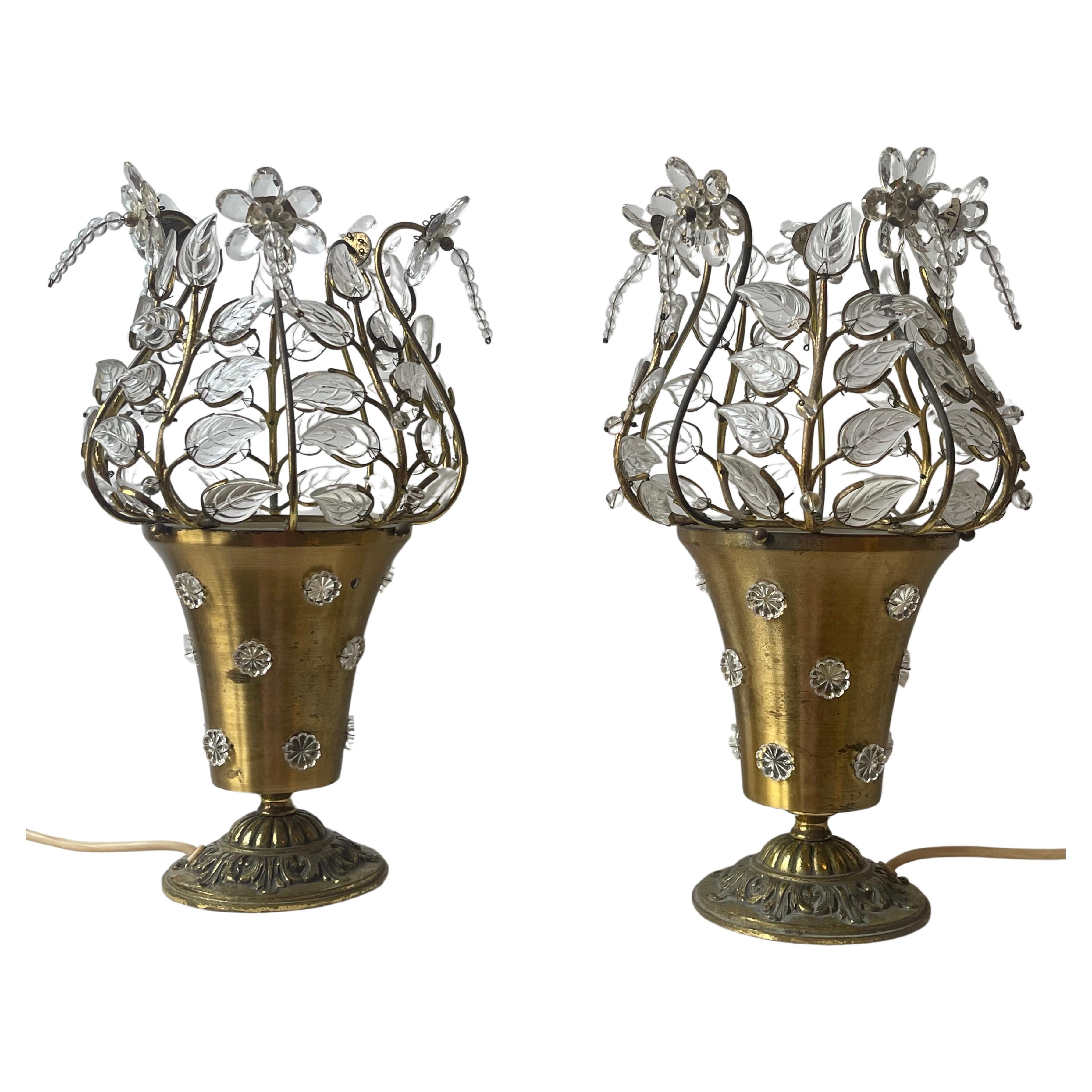 Pair of Rare Table Lamps in the Style of Maison Baguès, France, 1950s For Sale