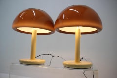 Pair of Rare Table Midcentury Lamps Mushroom, Harvey Guzzini, Italy, 1960s